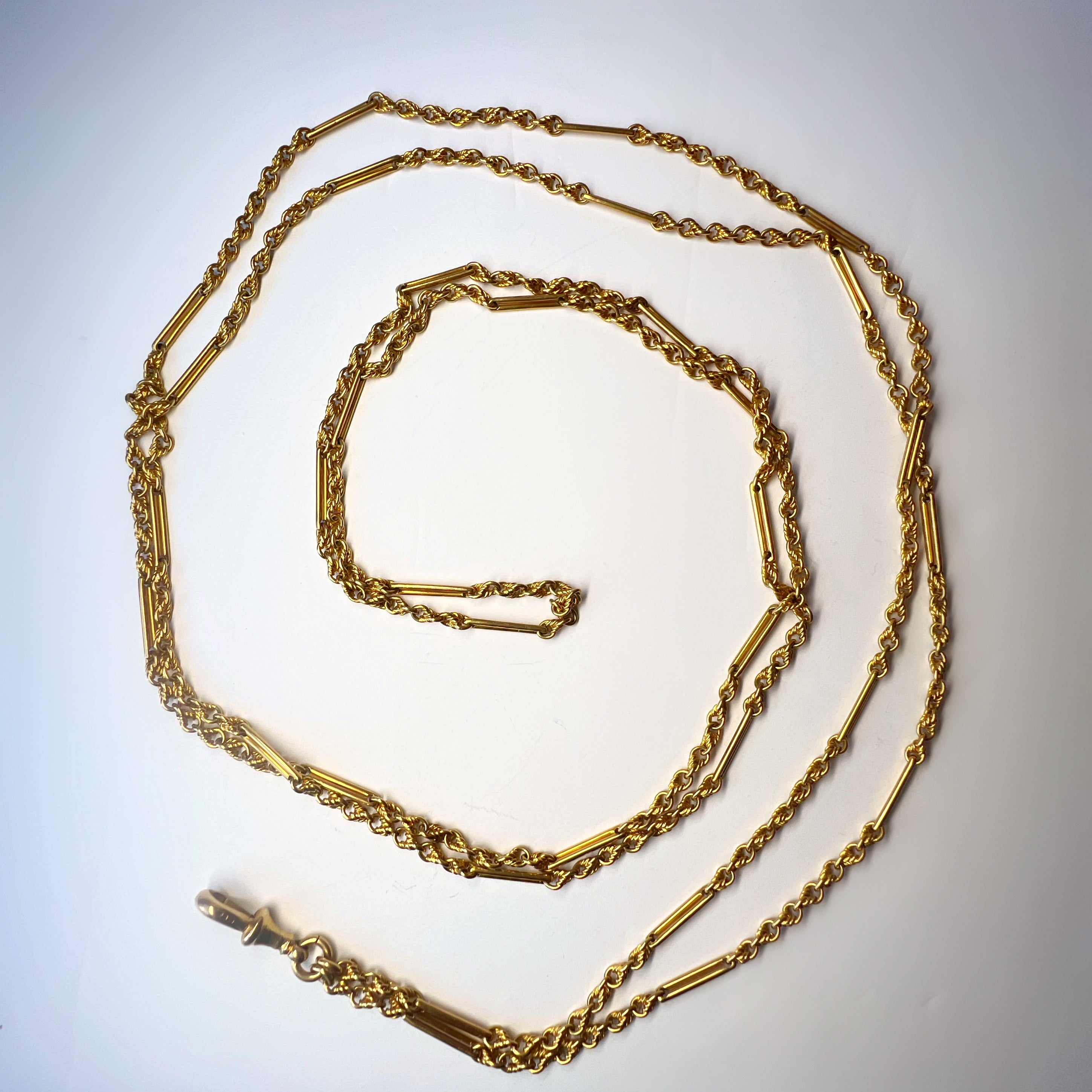 Antique 1.40m 18ct Gold Long Guard Chain