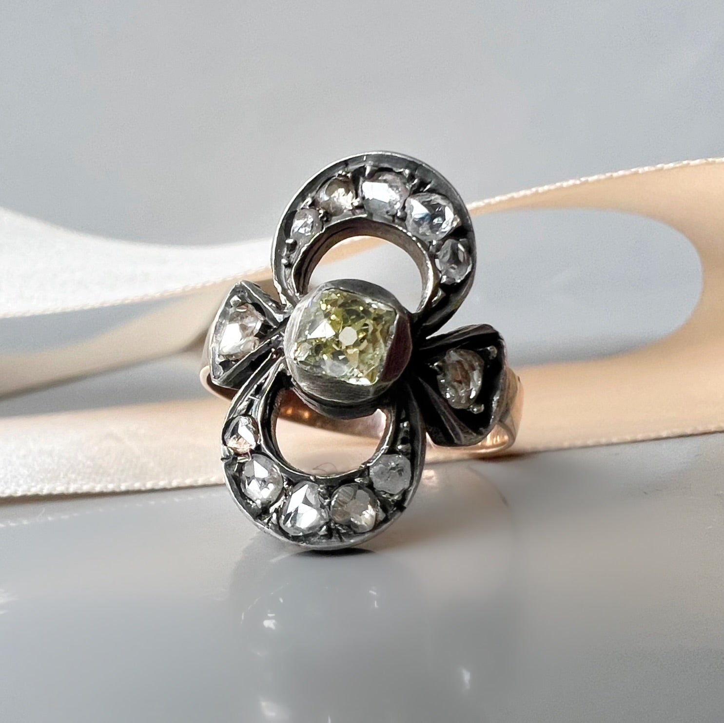 Antique Silver Topped Diamond Ring
