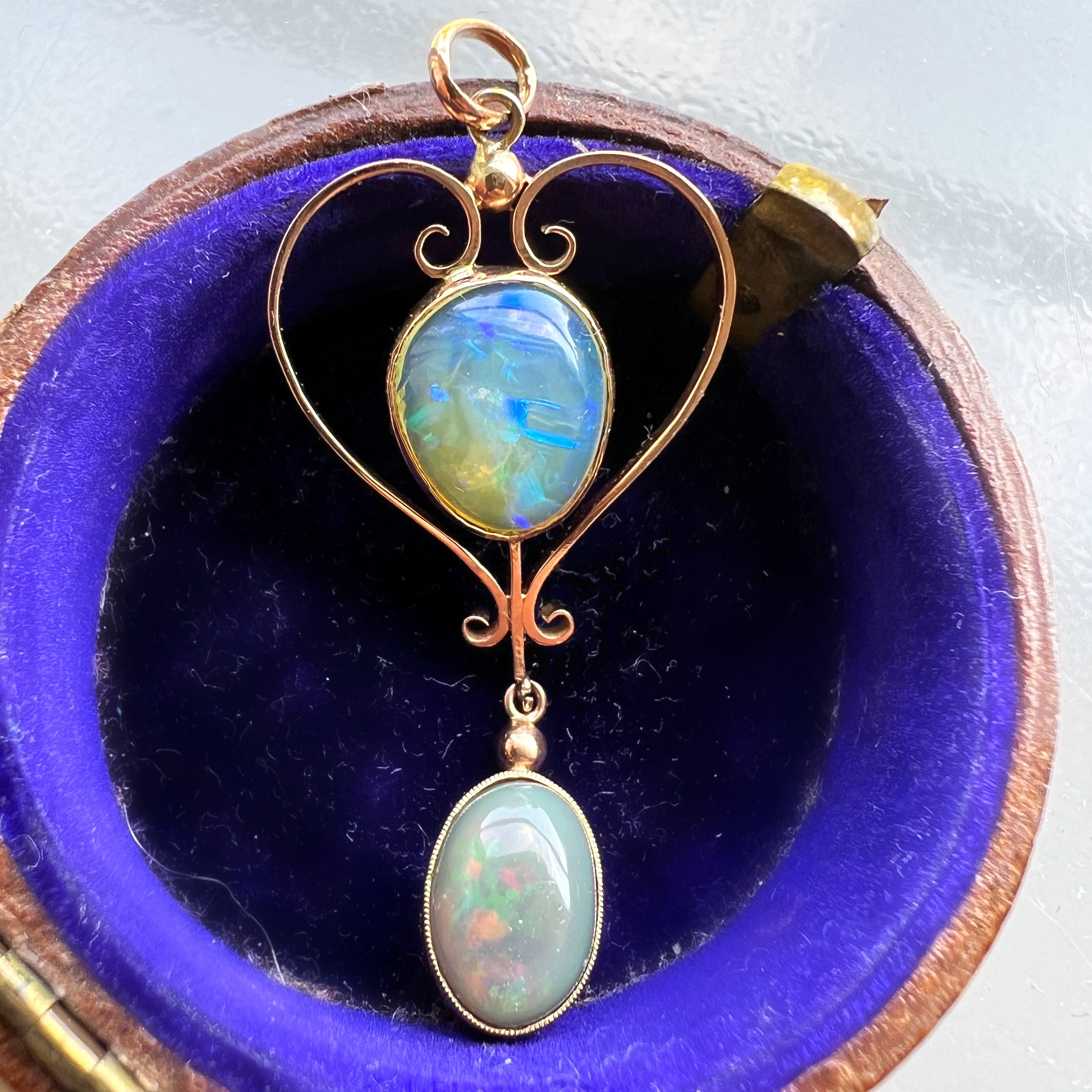 Art Nouveau Opal Drop Pendant