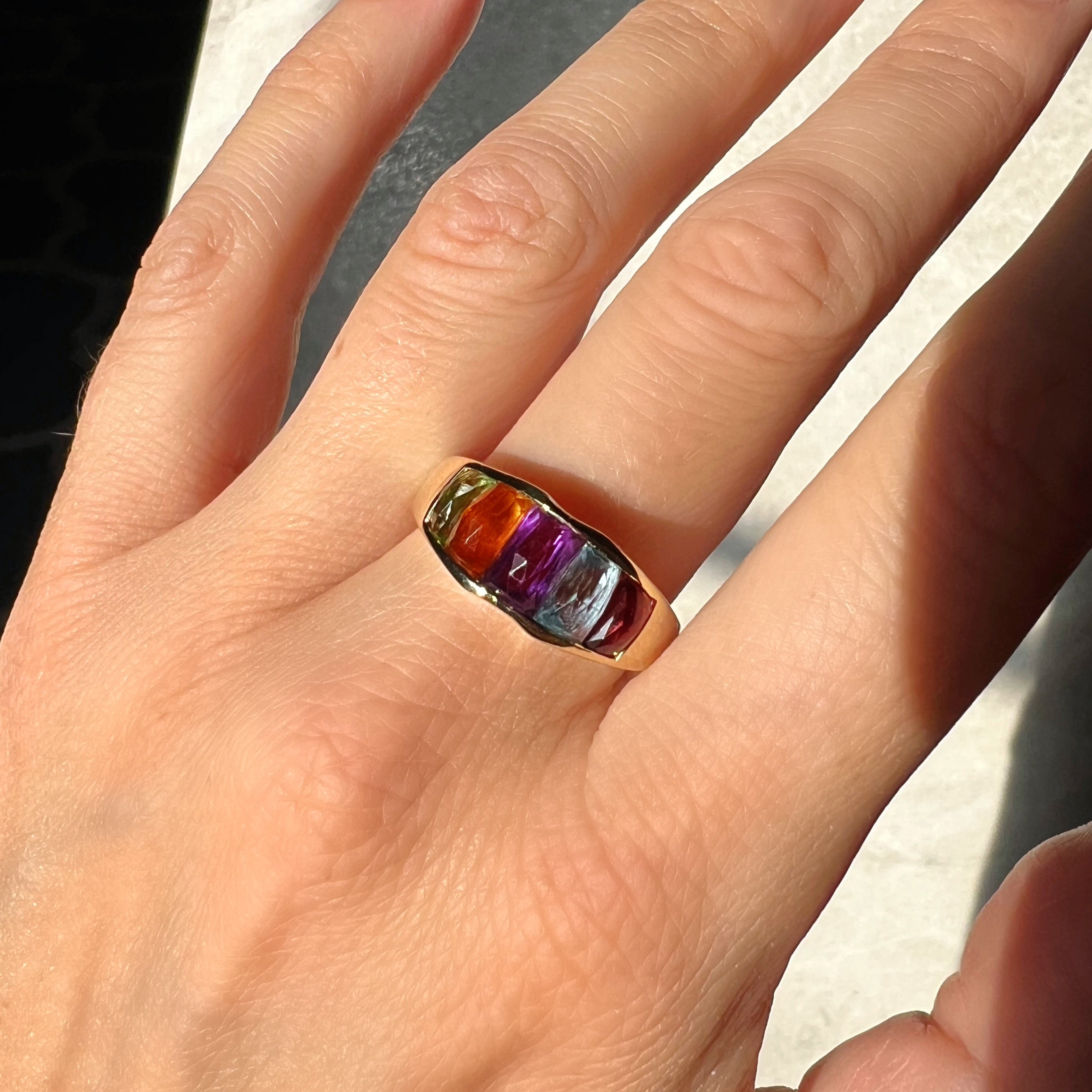 Multi Gem Stone Rainbow Ring