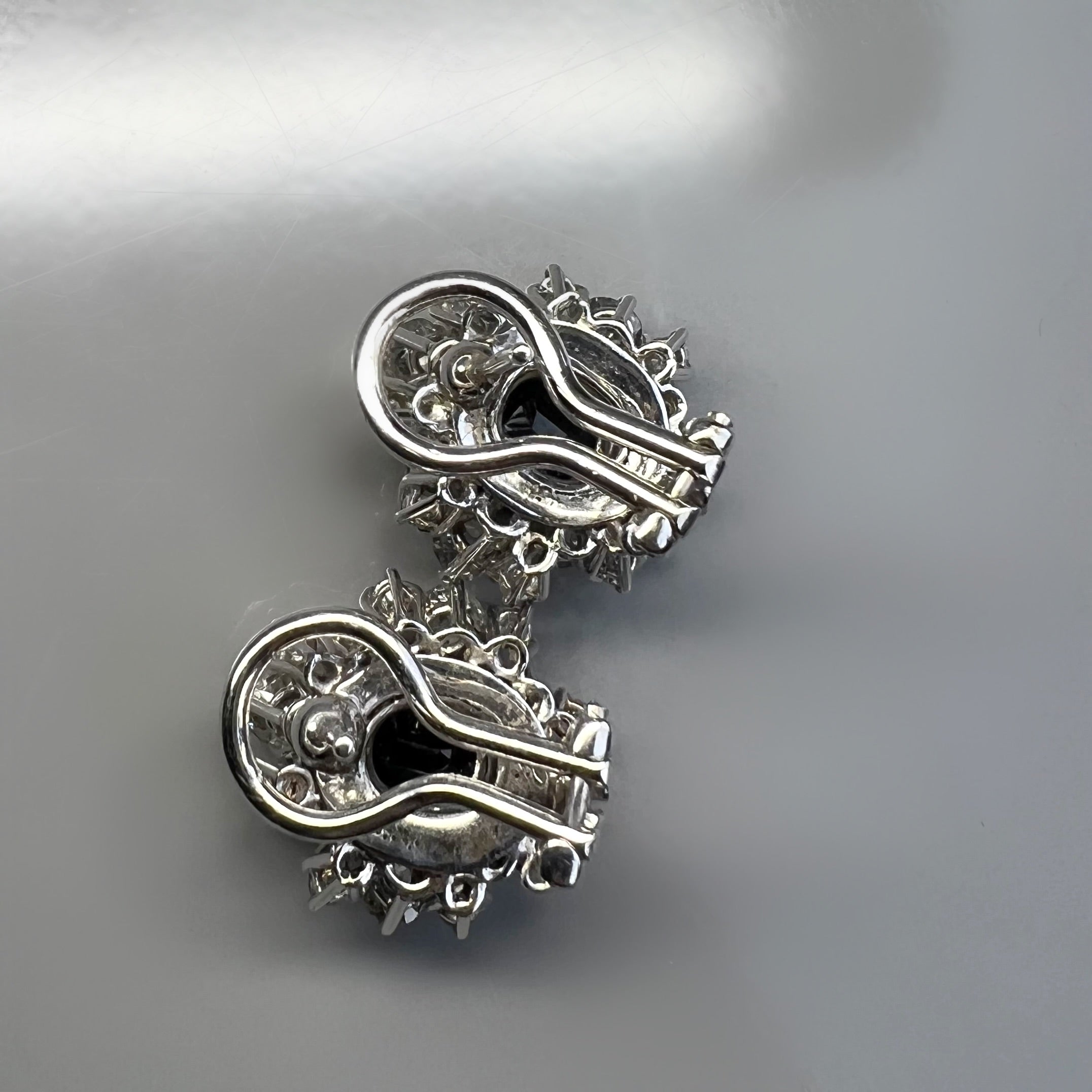 Vintage Sapphire and Diamond Cluster Earrings