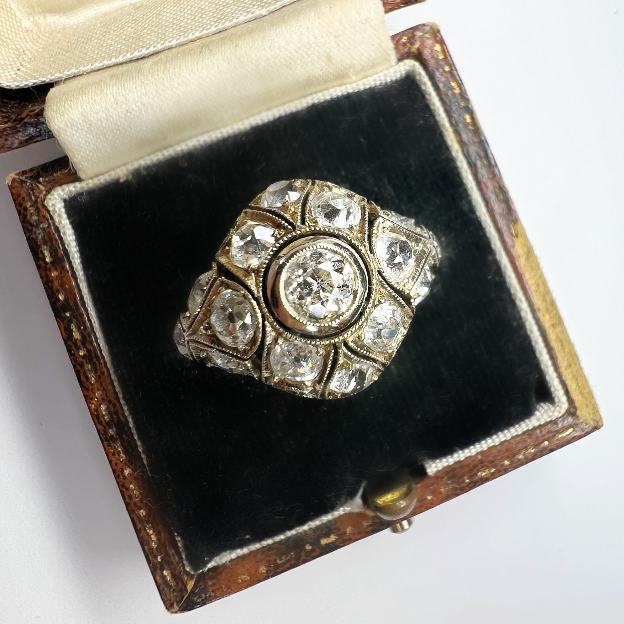 Art Deco 3.30ct Old Cut Diamond Bombe Ring