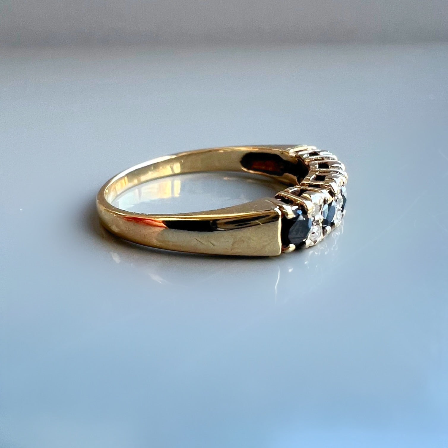 Vintage Sapphire and Diamond Eternity Band