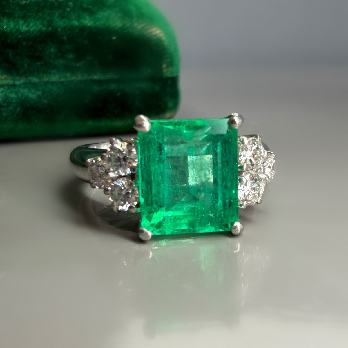 3.08ct Colombian Emerald and Diamond Ring