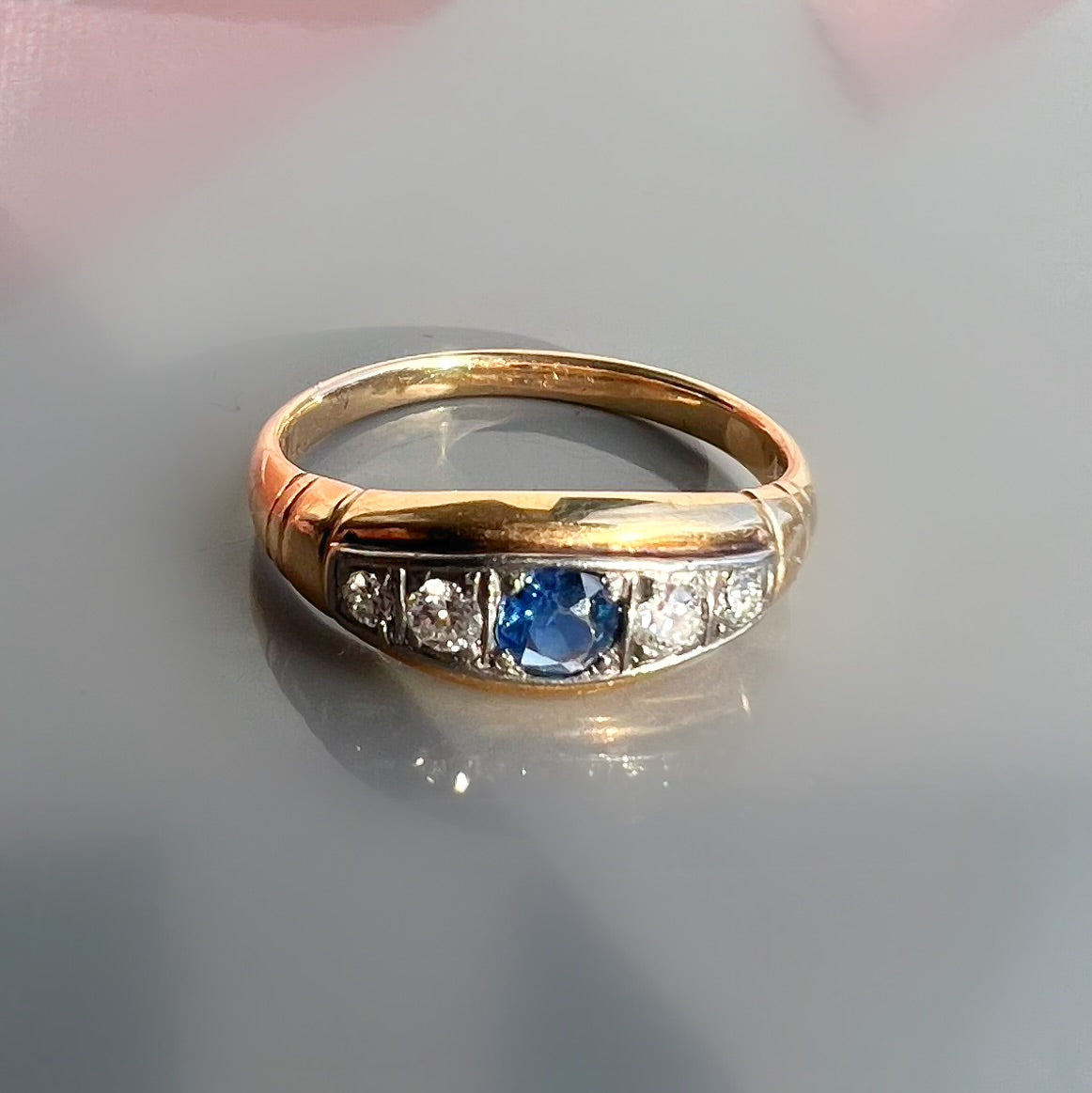 Vintage 18ct Gold Sapphire and Diamond Band