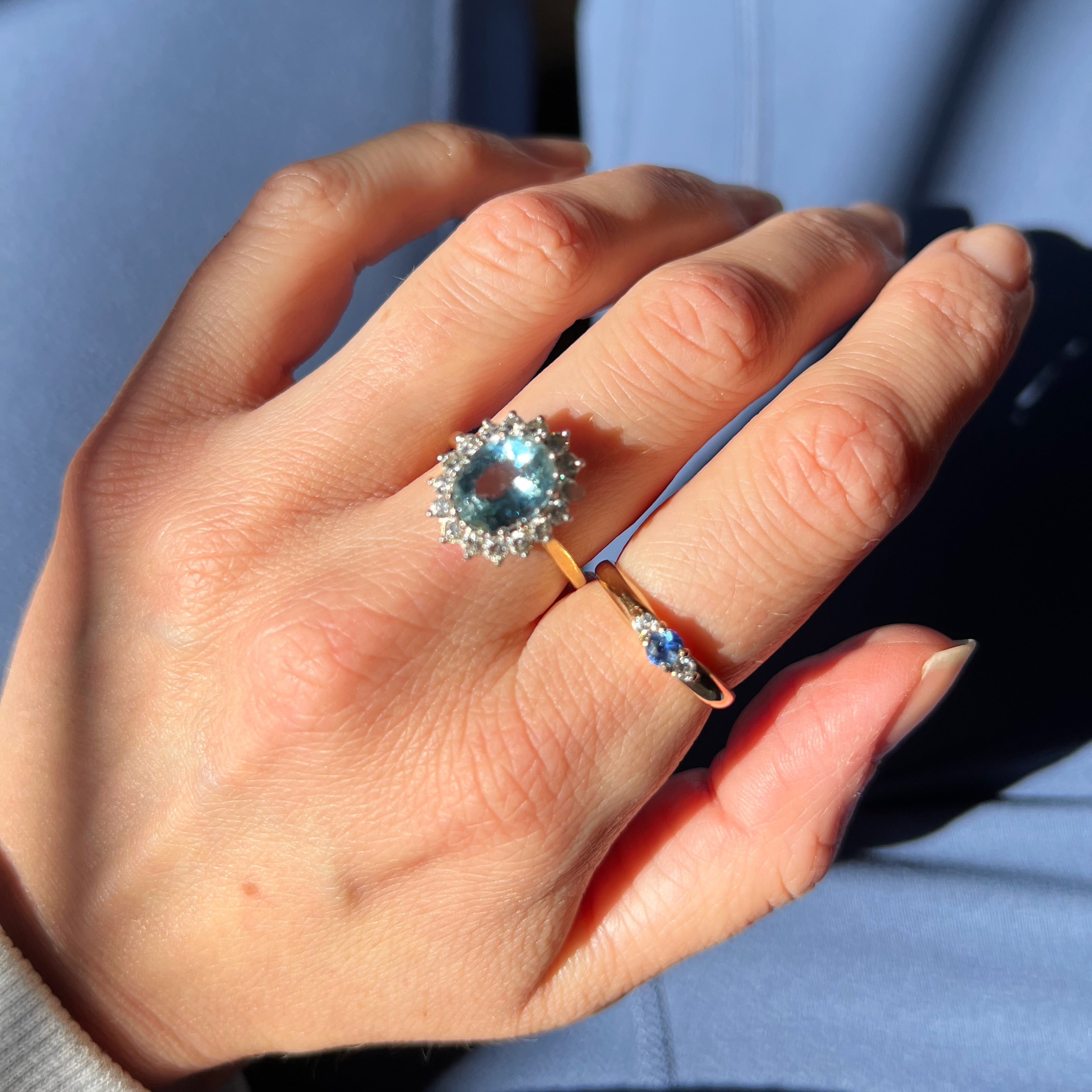 Vintage Sapphire and Diamond 9ct Gold Band Ring