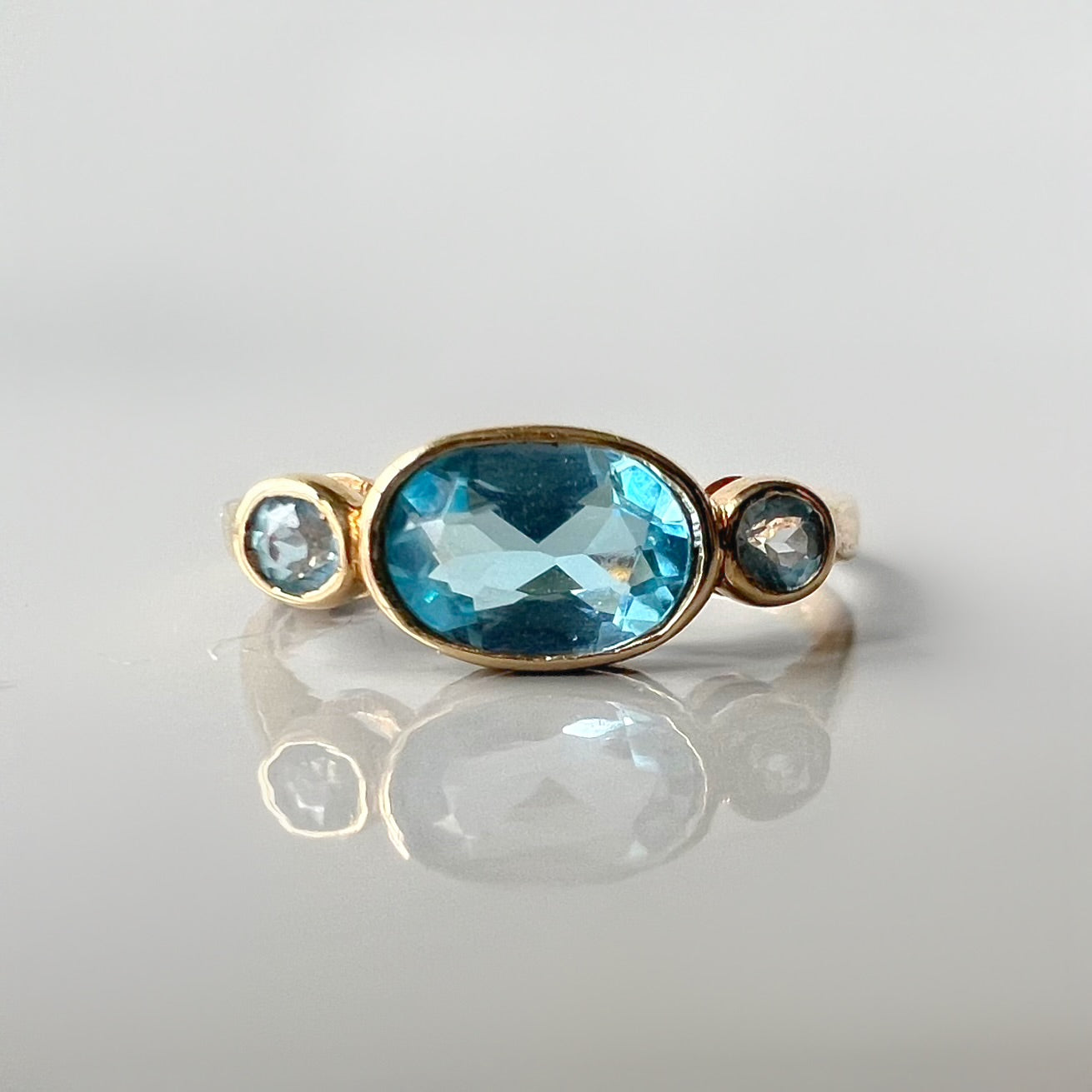 Blue Topaz 3 Stone Ring