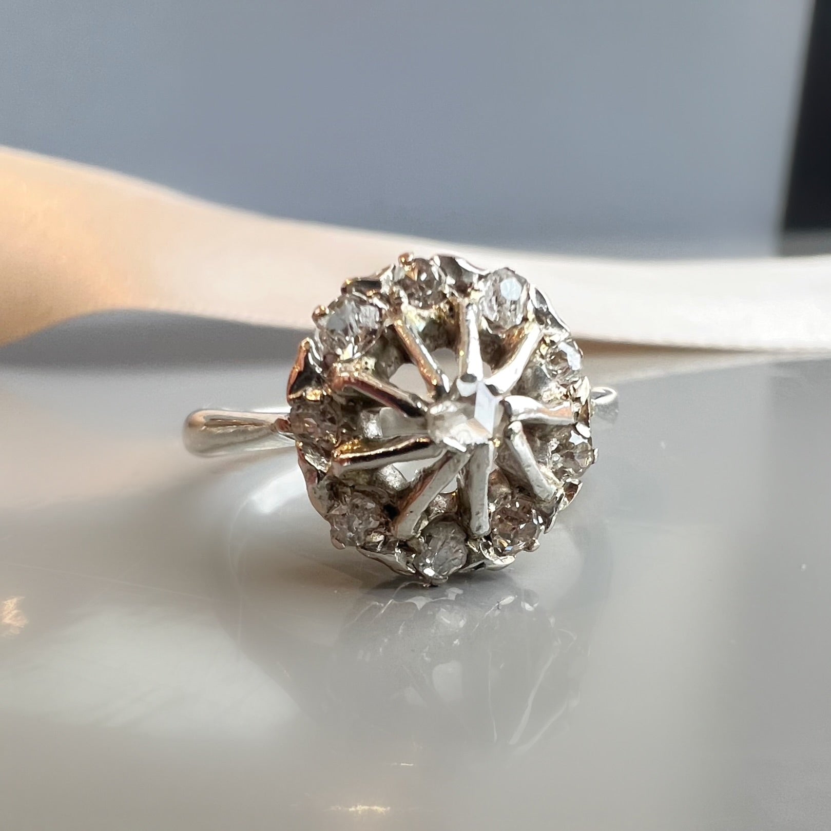 Diamond Rose Cut Star Cluster Ring
