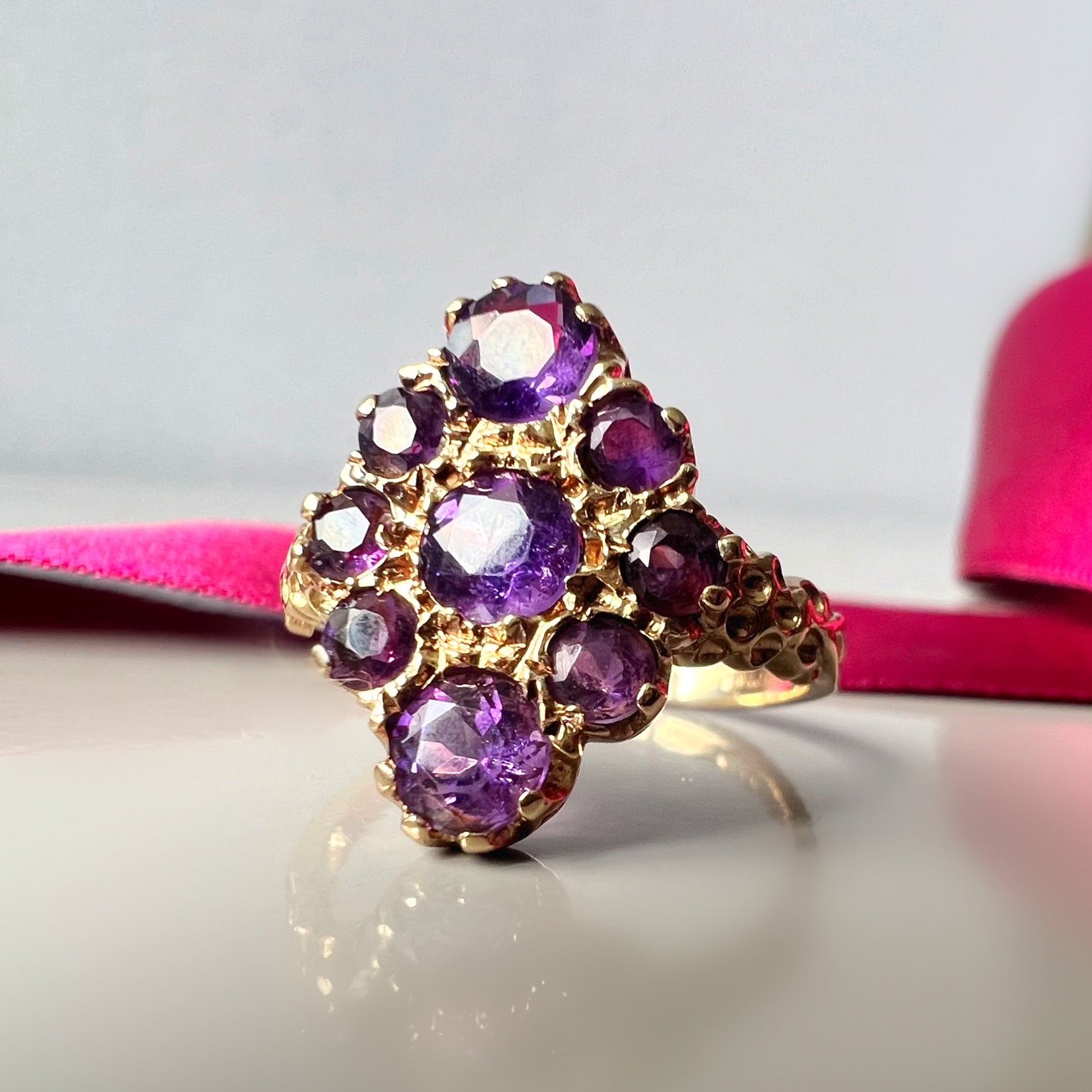 Vintage Amethyst Marquise Cluster Ring