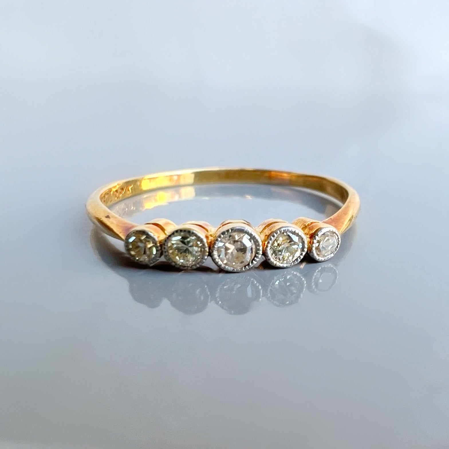 Antique 5 Stone Bezel Set Diamond Ring, 0.20ct