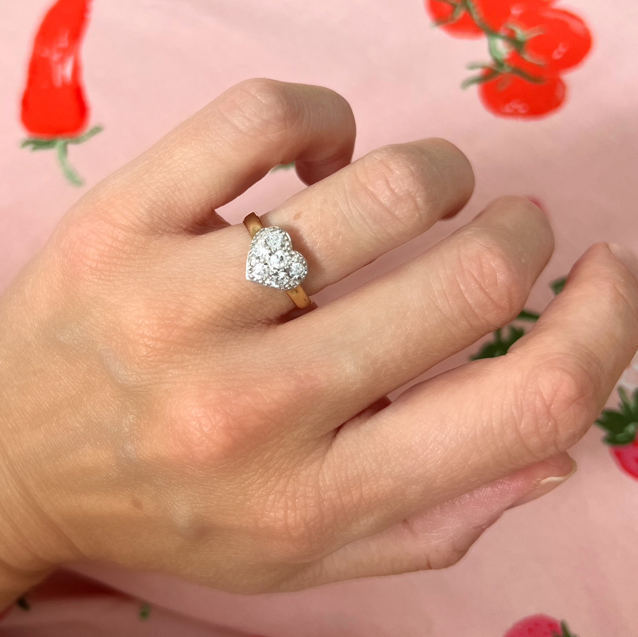 Vintage Diamond Love Heart Ring