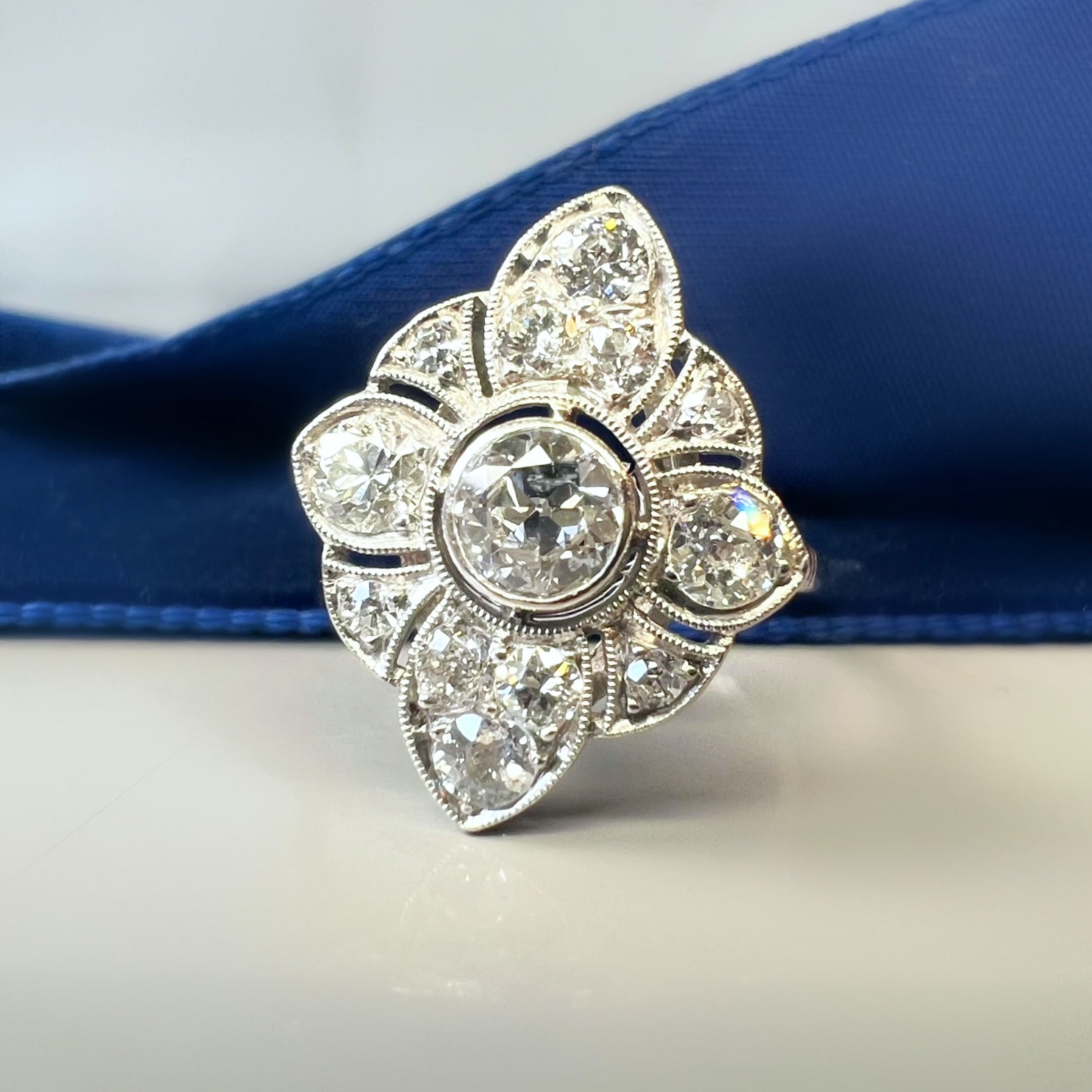 Antique Edwardian Diamond Floral Ring