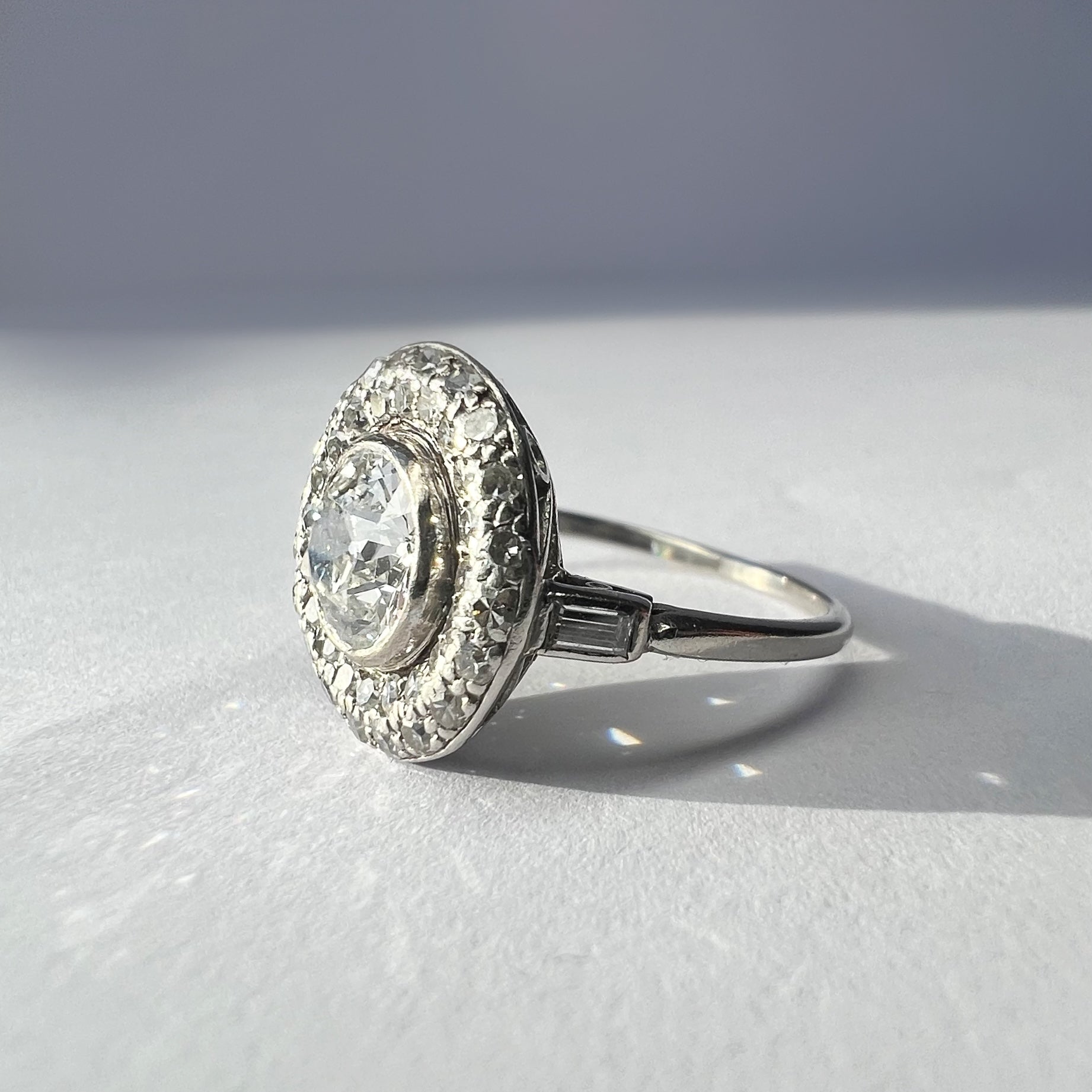 Antique 1.95ct Diamond Halo Ring