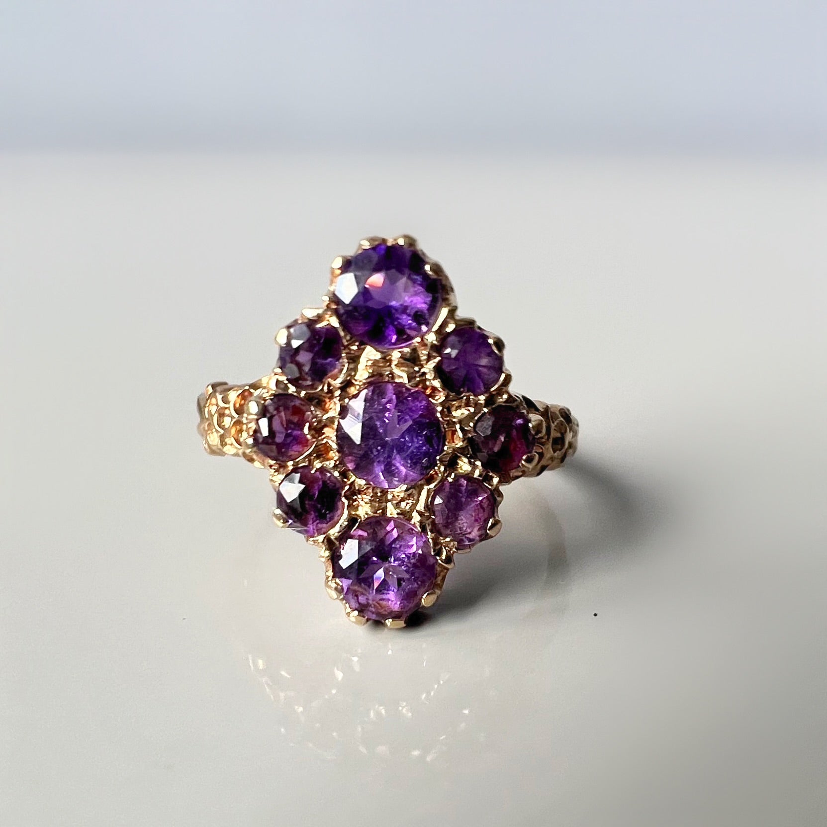Vintage Amethyst Marquise Cluster Ring