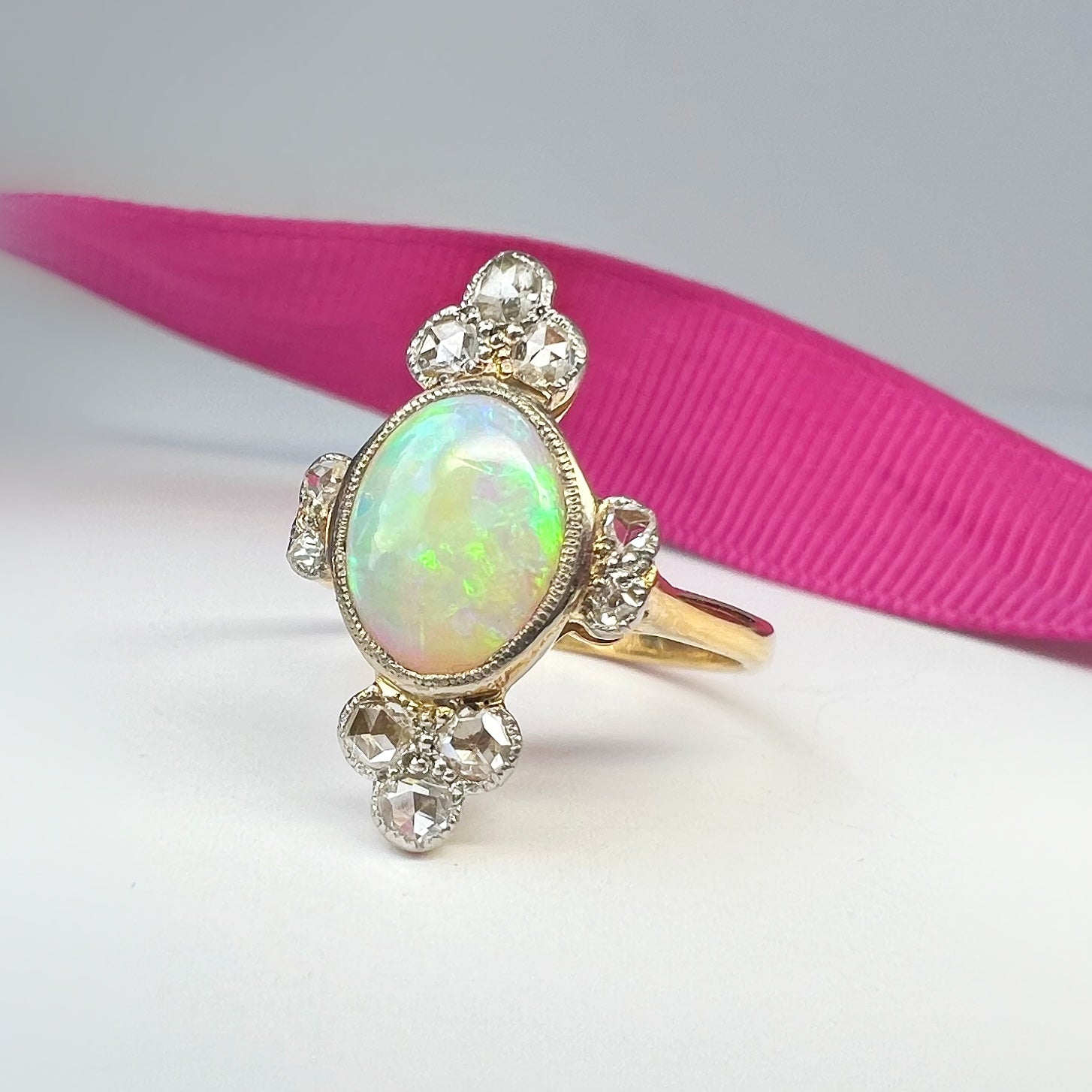 Ornate Antique Opal and Diamond Ring
