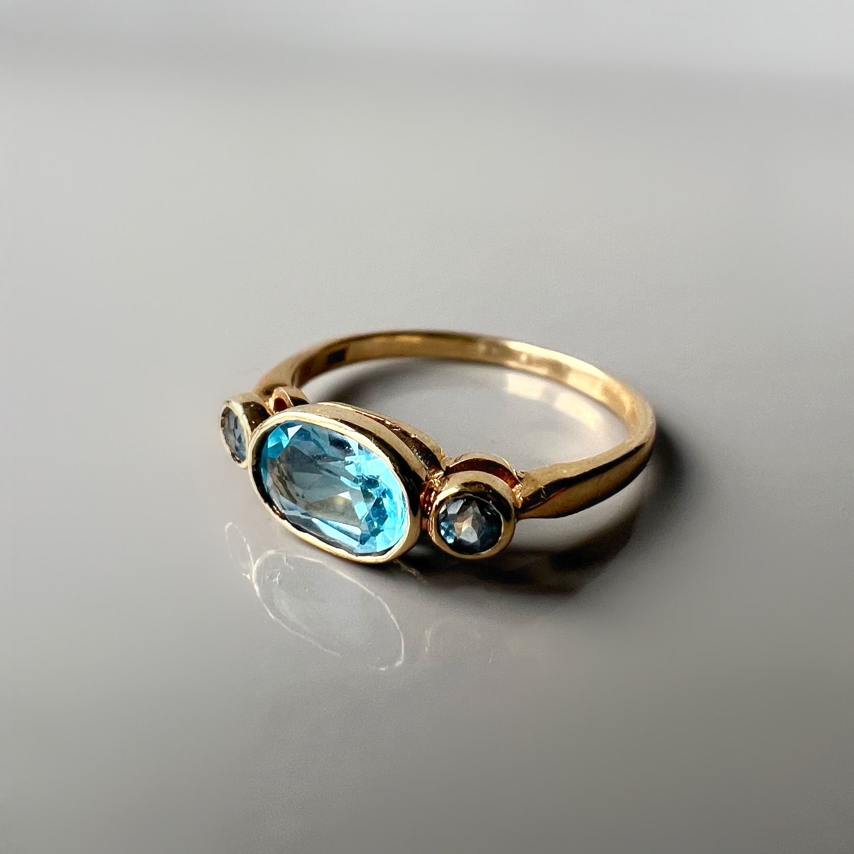 Blue Topaz 3 Stone Ring