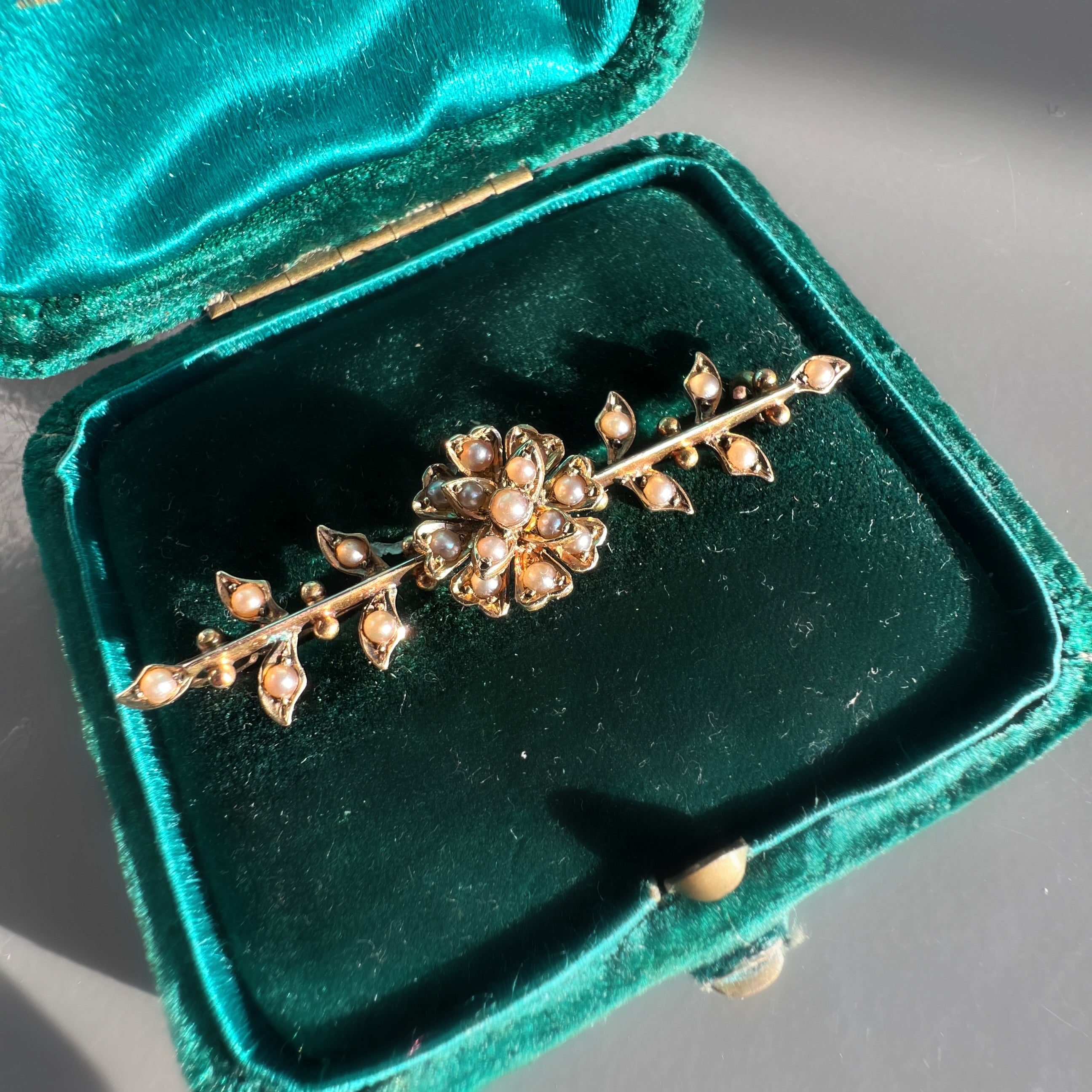 Antique Seed Pearl Flower Brooch