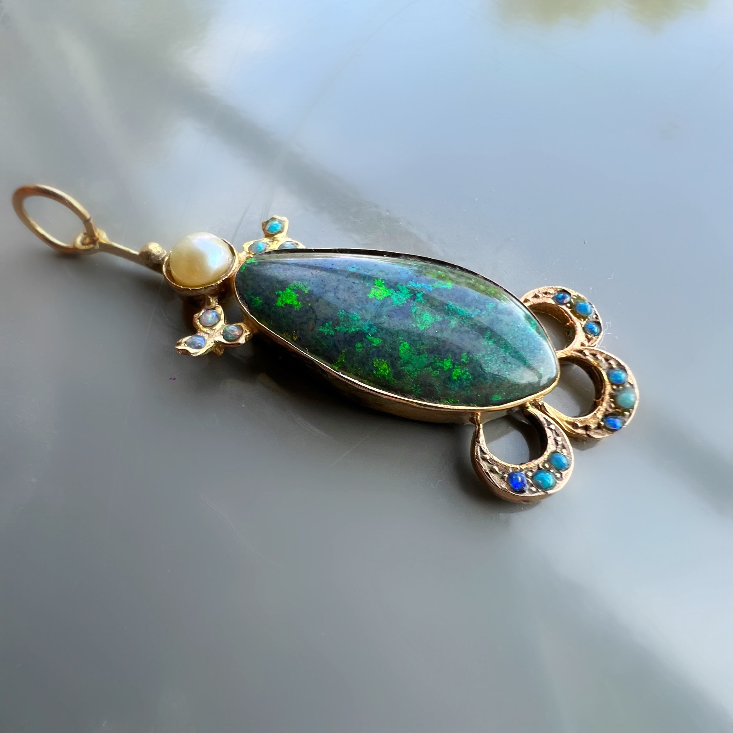 Aesthetic Vintage Opal and Pearl Pendant