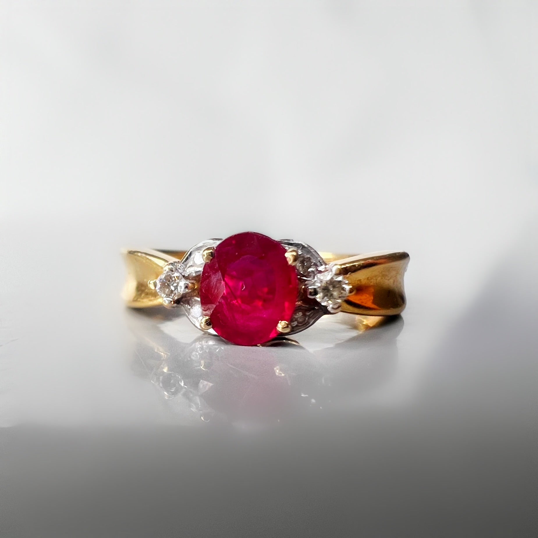 Vintage Ruby and Diamond 18ct Gold Ring