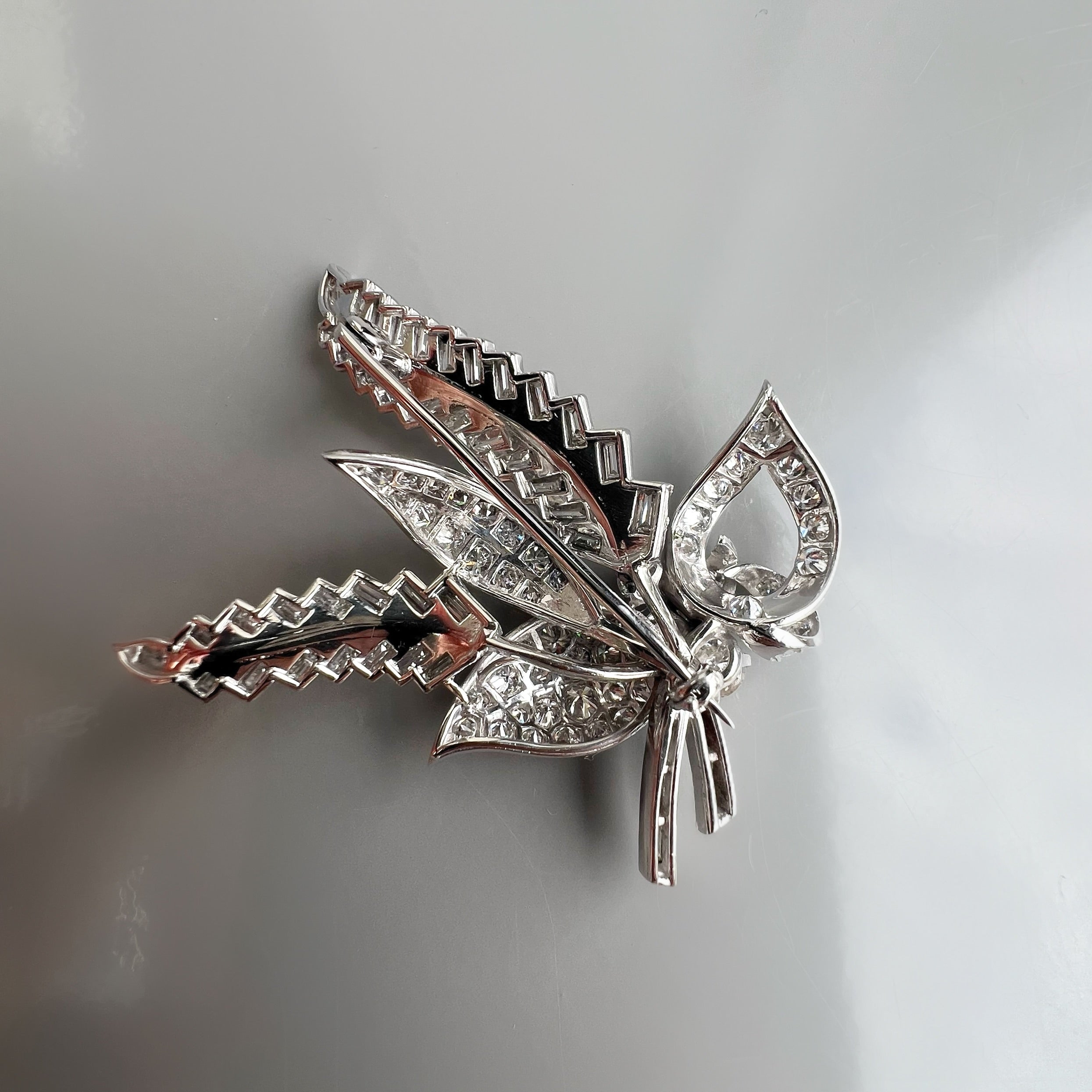 Vintage 4.5ct Diamond Leaf Spray Brooch