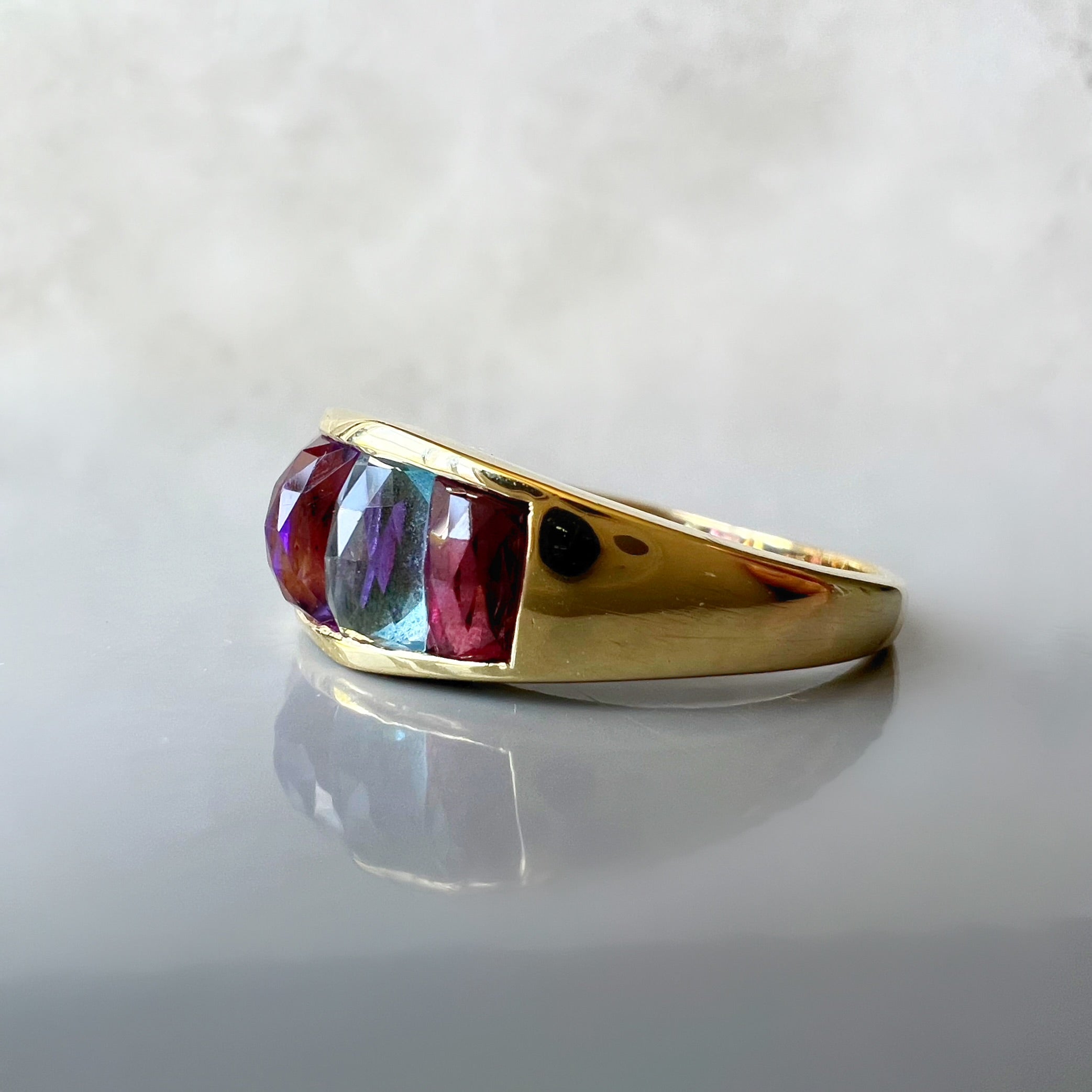 Multi Gem Stone Rainbow Ring