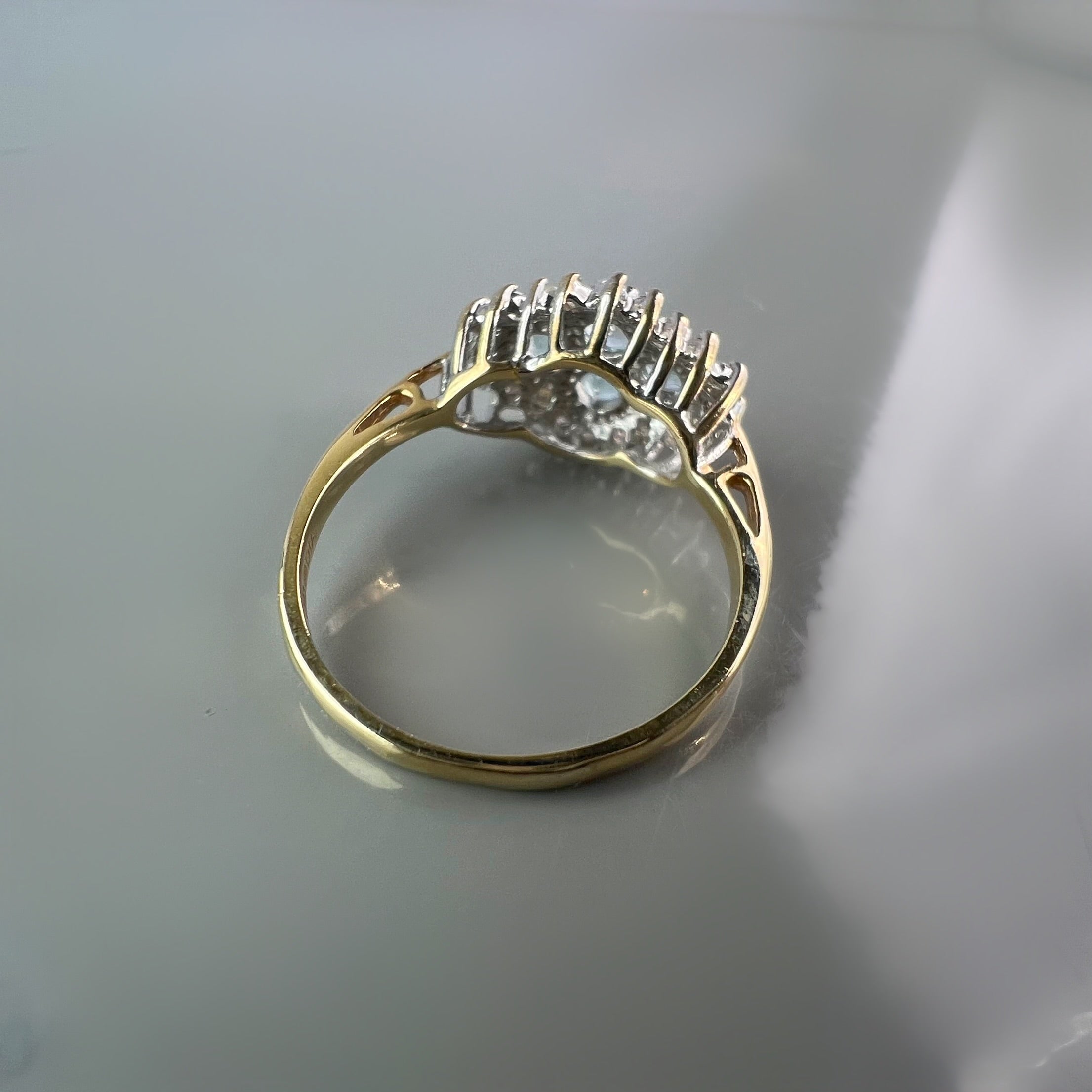 Aquamarine and Diamond Cluster Ring, 9ct Gold