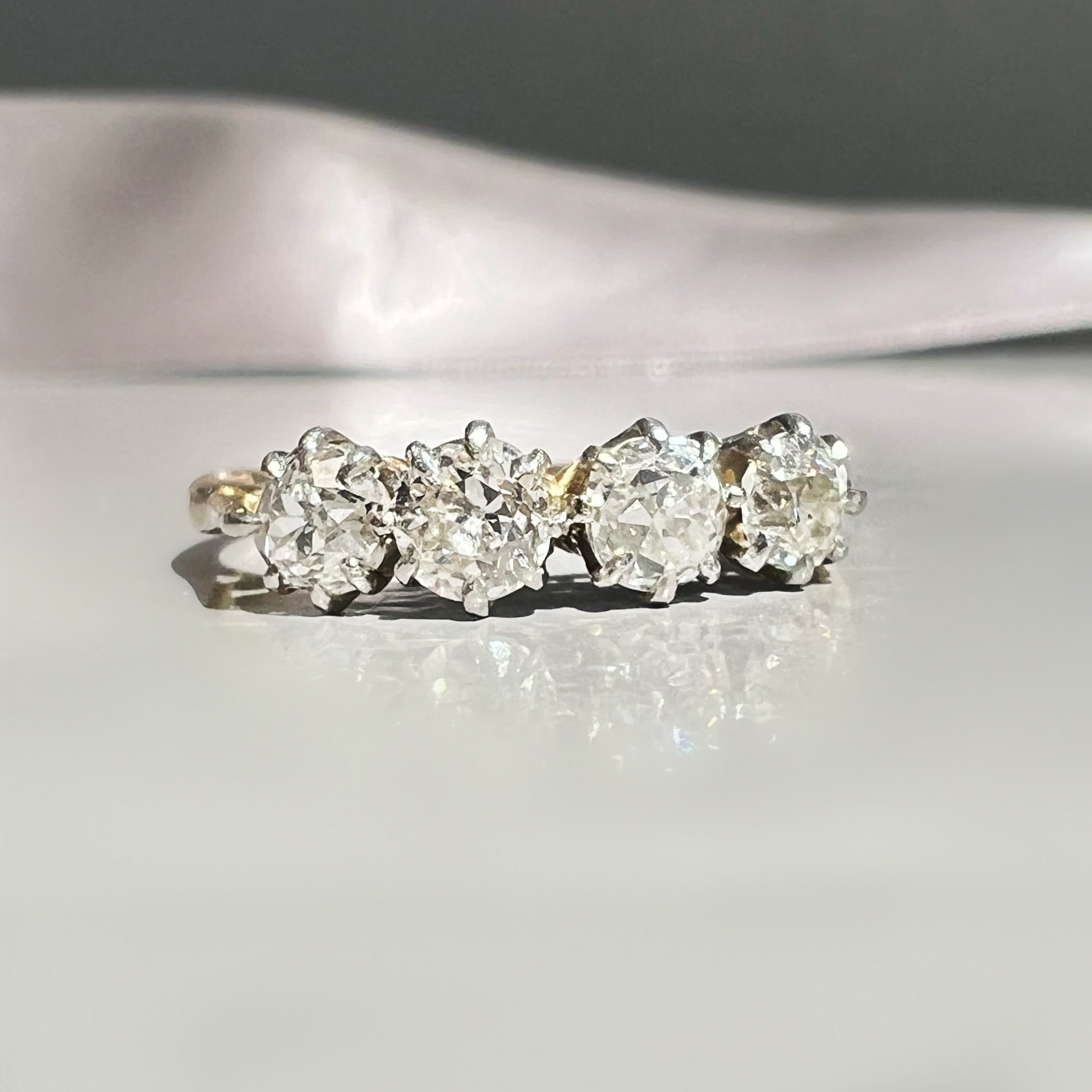 Antique 4 Stone Old Cut Diamond Ring