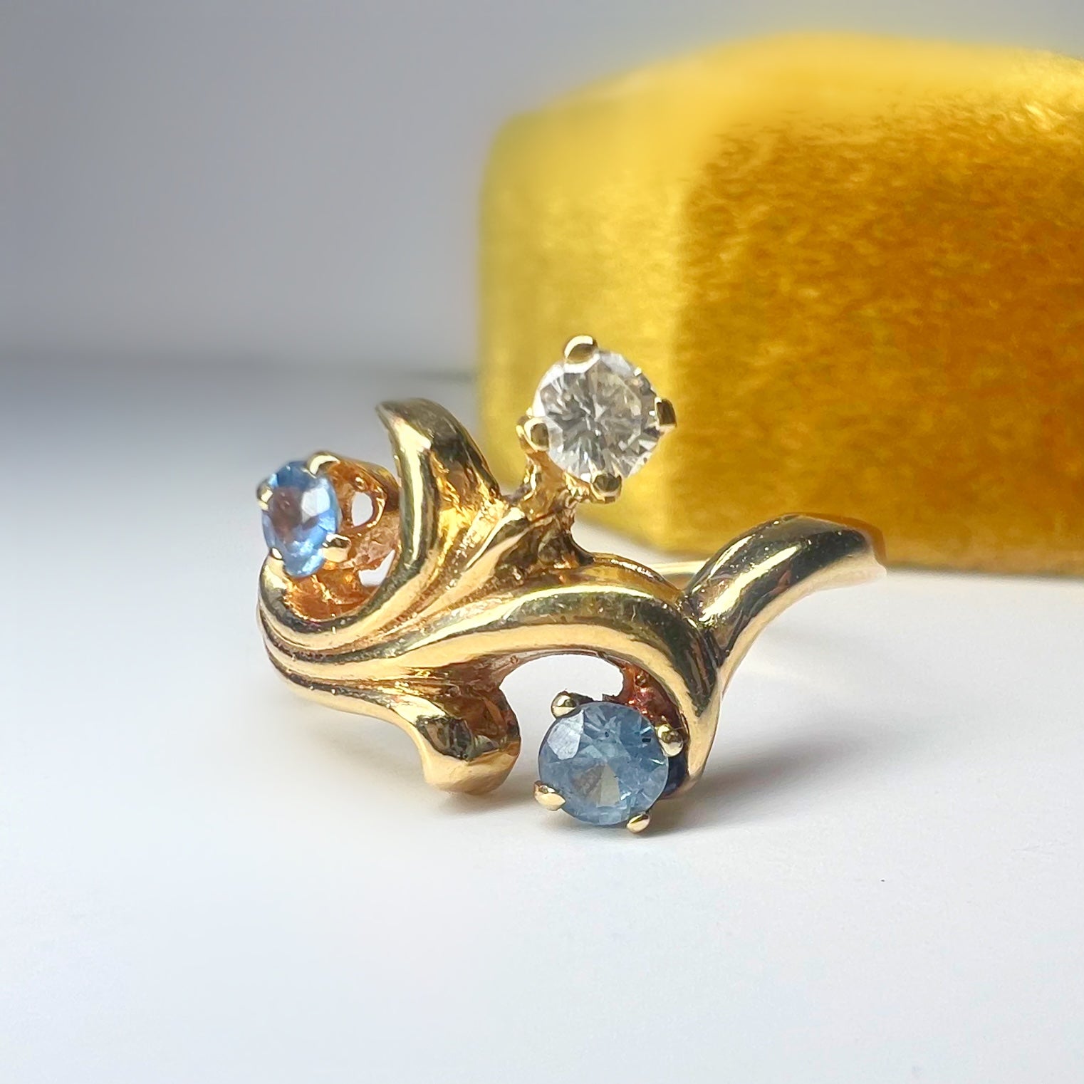 Vintage Diamond and Sapphire Floral Ring