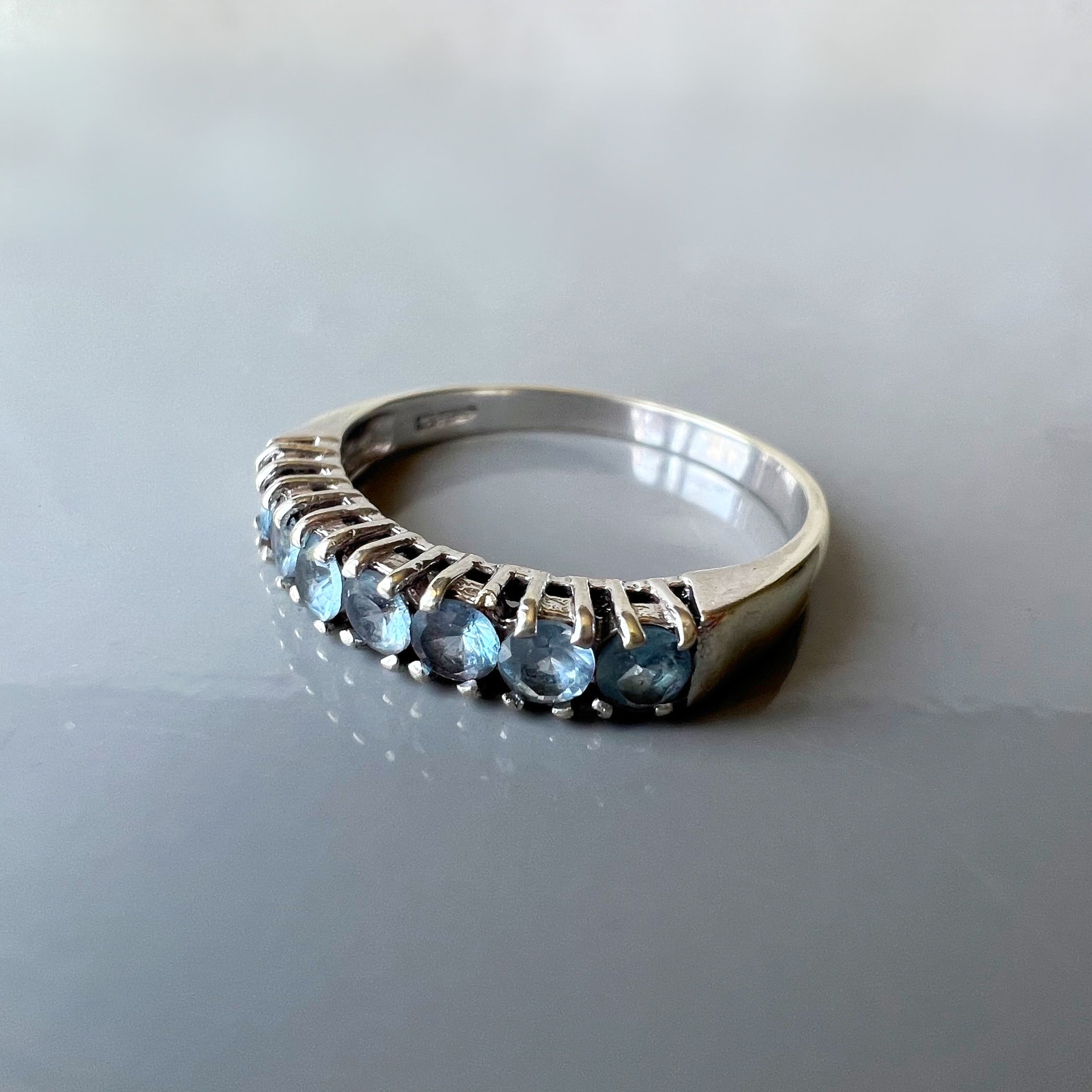 7 Stone Aquamarine Ring