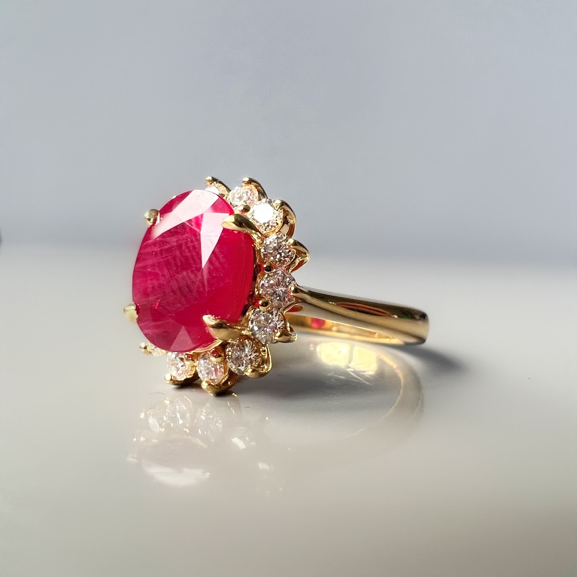 2.30ct Ruby and Diamond Cluster Ring