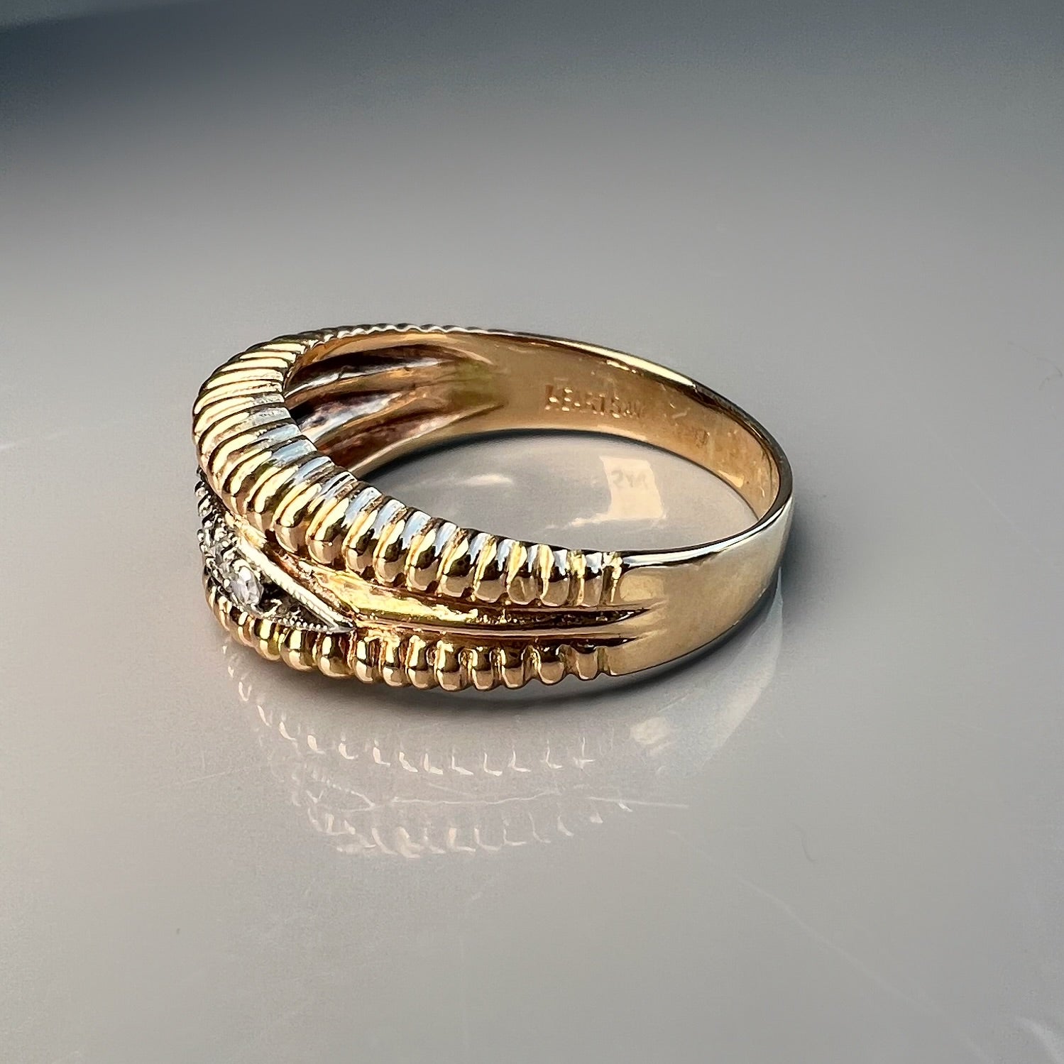 Layaway Payment 1: Vintage 14ct Gold and Diamond Fluted Band