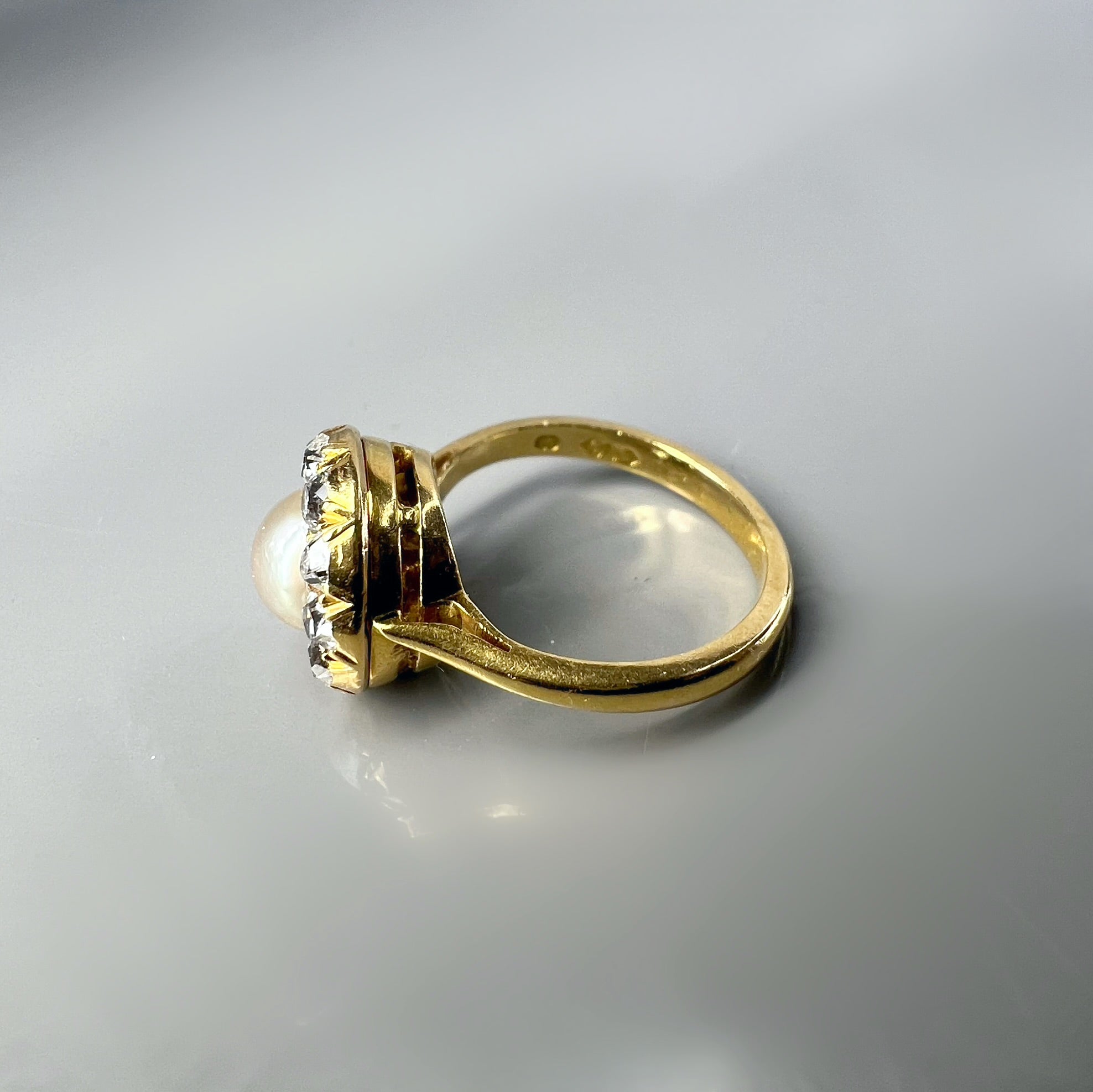 Antique Pearl and Diamond Cluster Ring