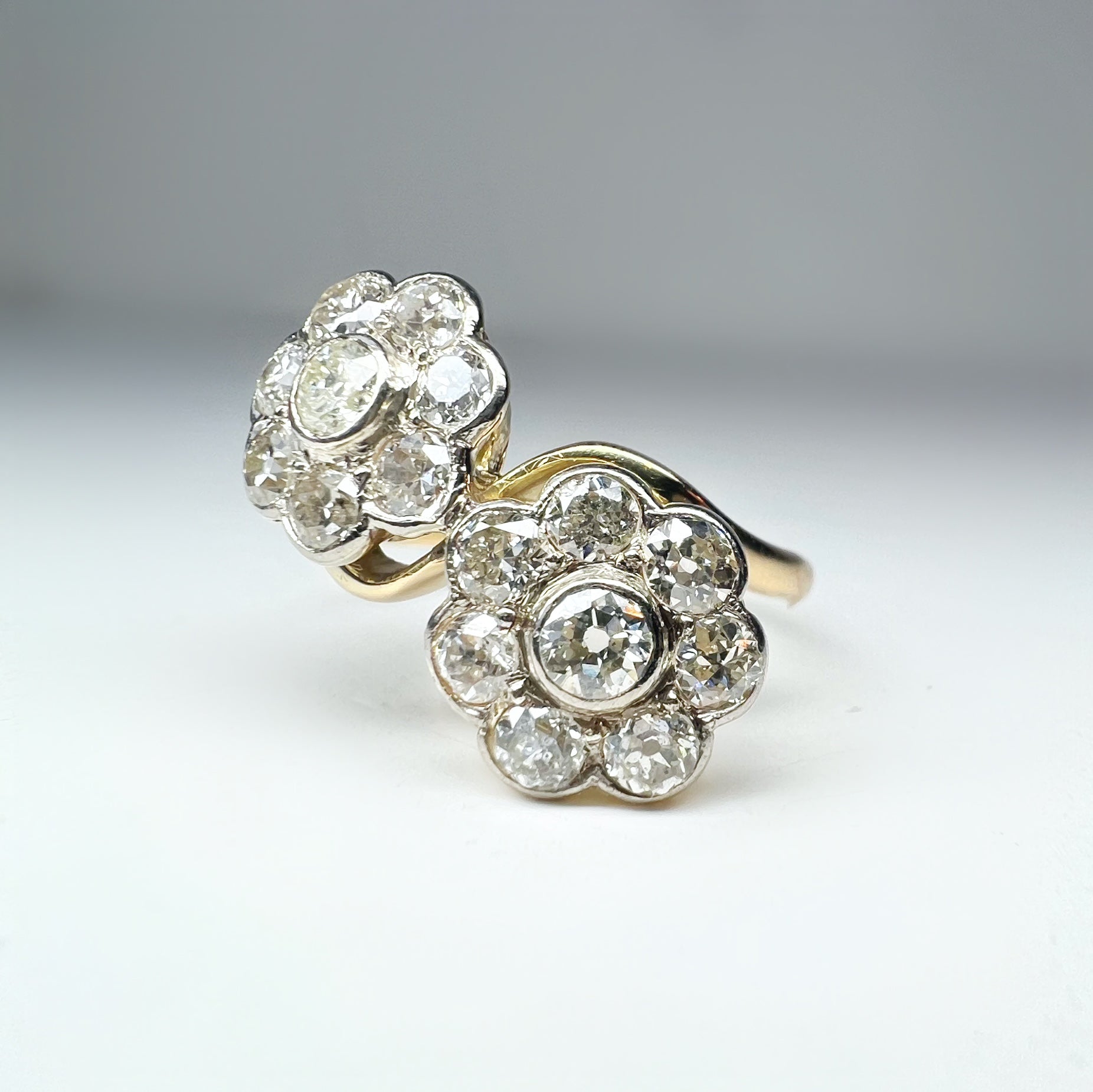 Antique 1.60ct Diamond Double Cluster Ring