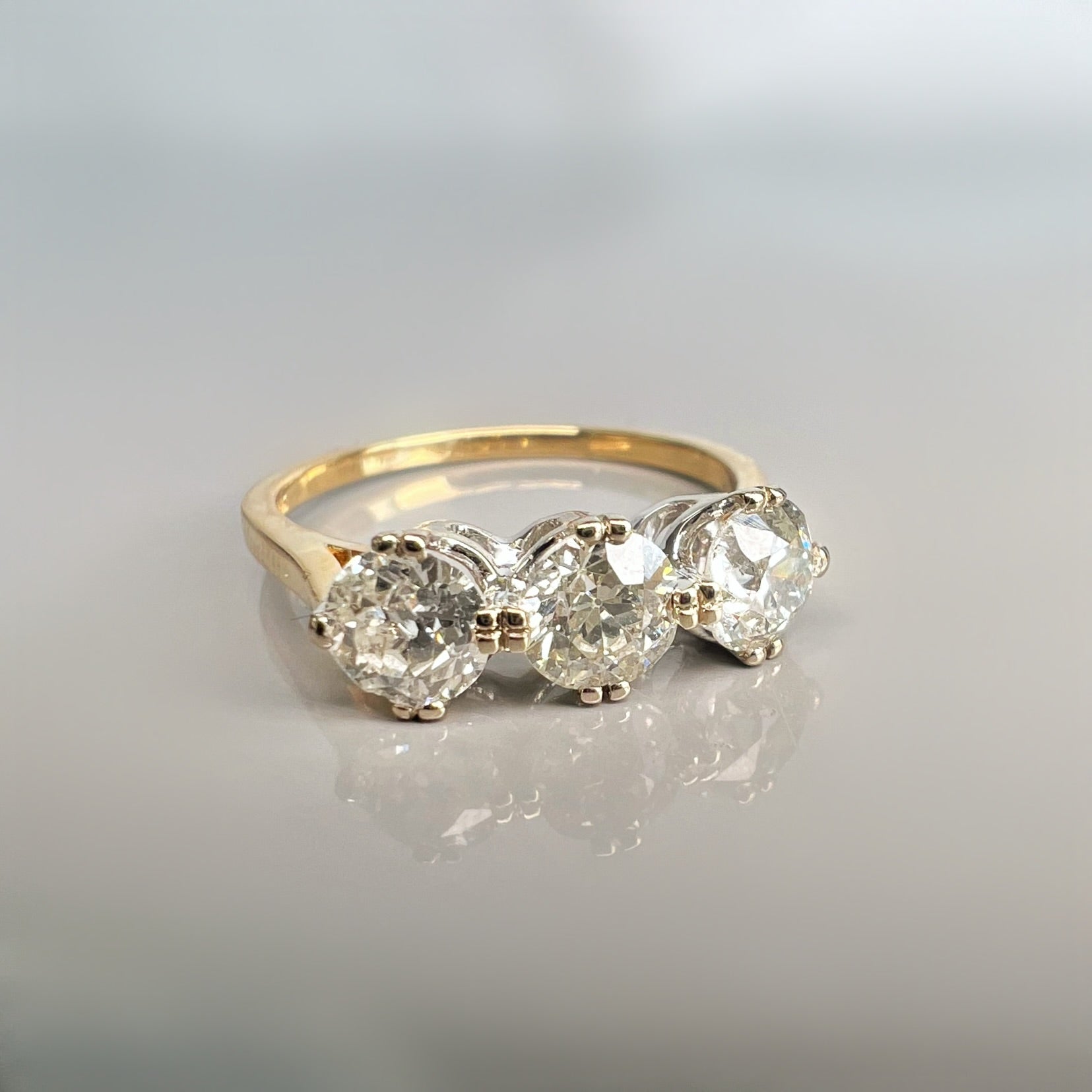 Antique 1.50ct Old Cut Diamond Trilogy Ring