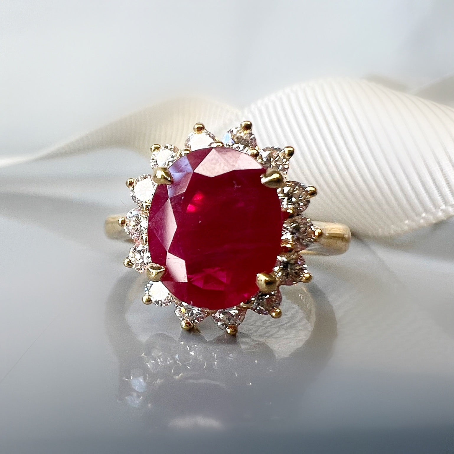 2.30ct Ruby and Diamond Cluster Ring