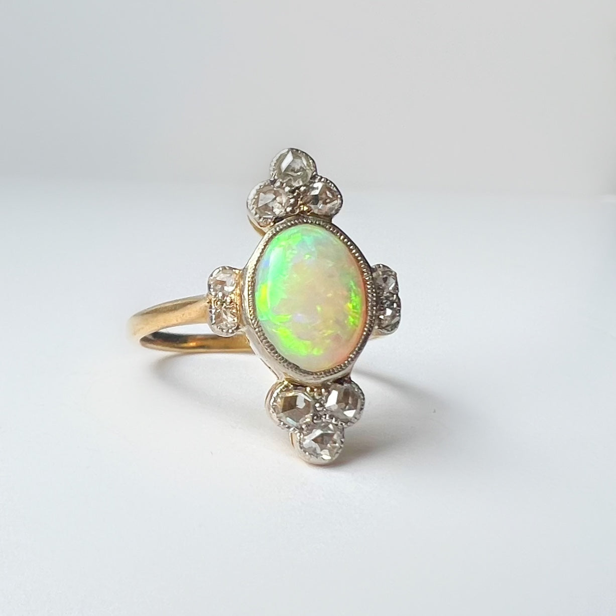Ornate Antique Opal and Diamond Ring