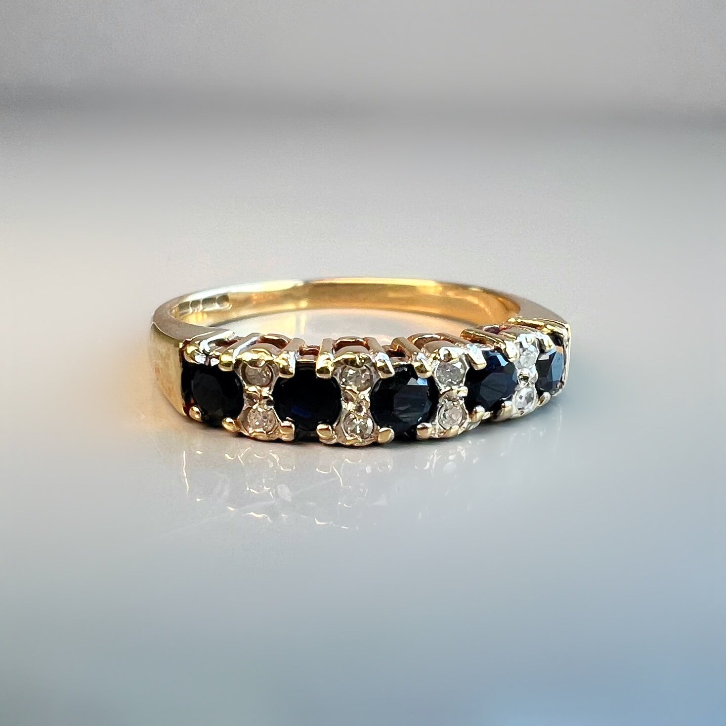 Vintage Sapphire and Diamond Eternity Band