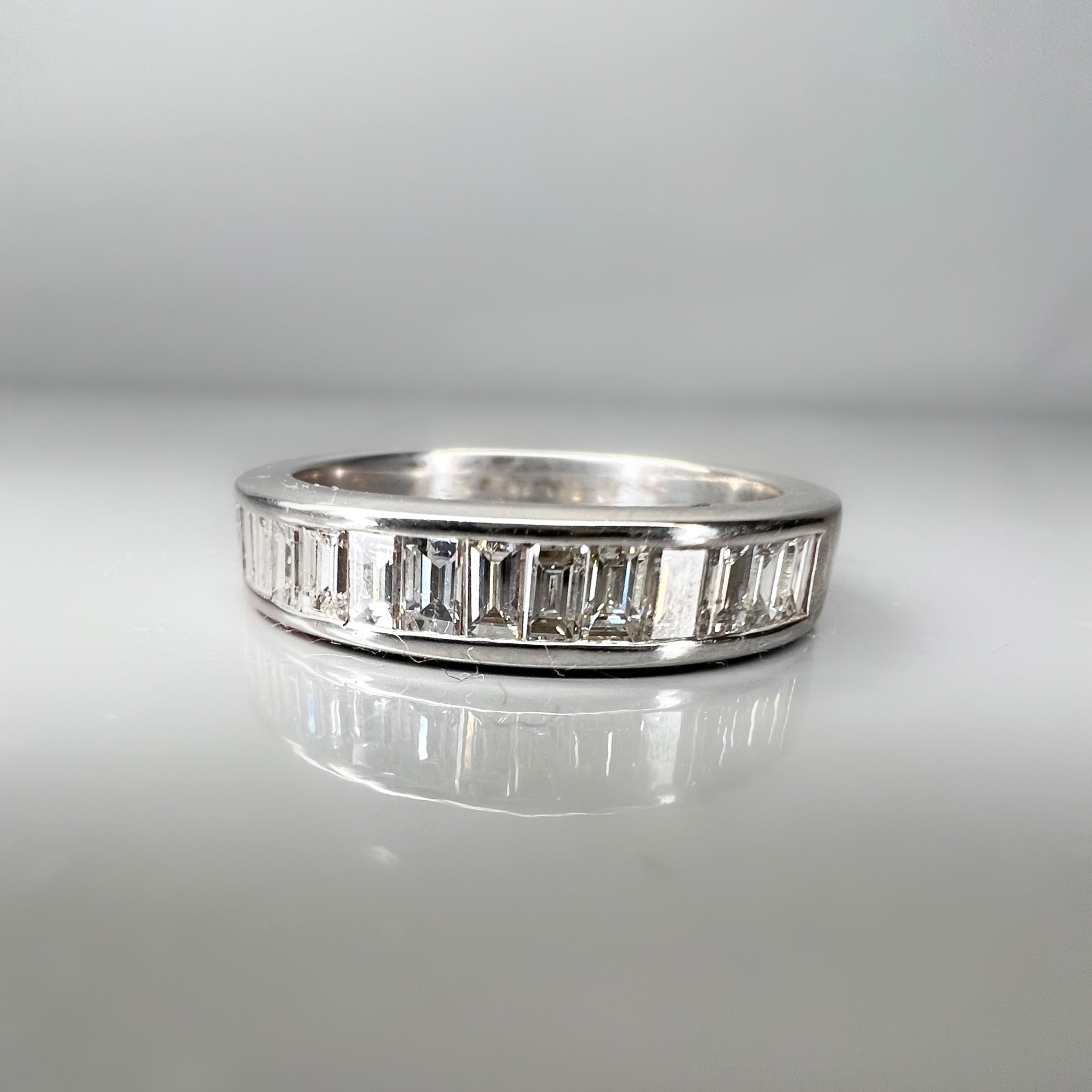 18ct White Gold 1.40ct Diamond Baguette Half Eternity Ring