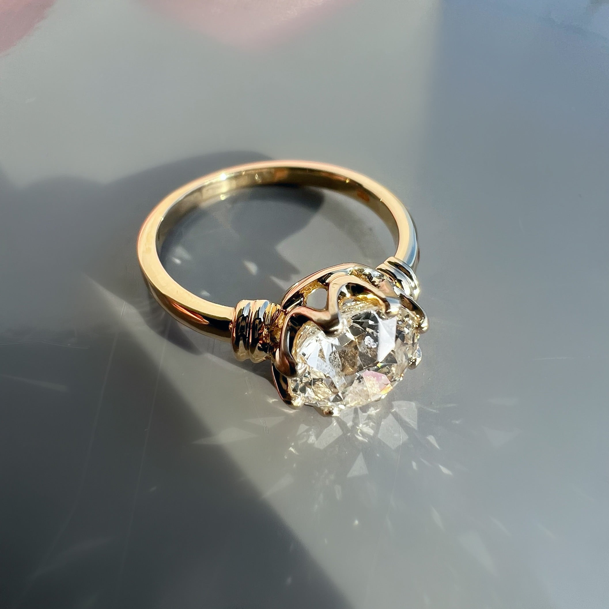 Re-set Antique 1.84ct Old Cut Diamond 18ct Gold Ring