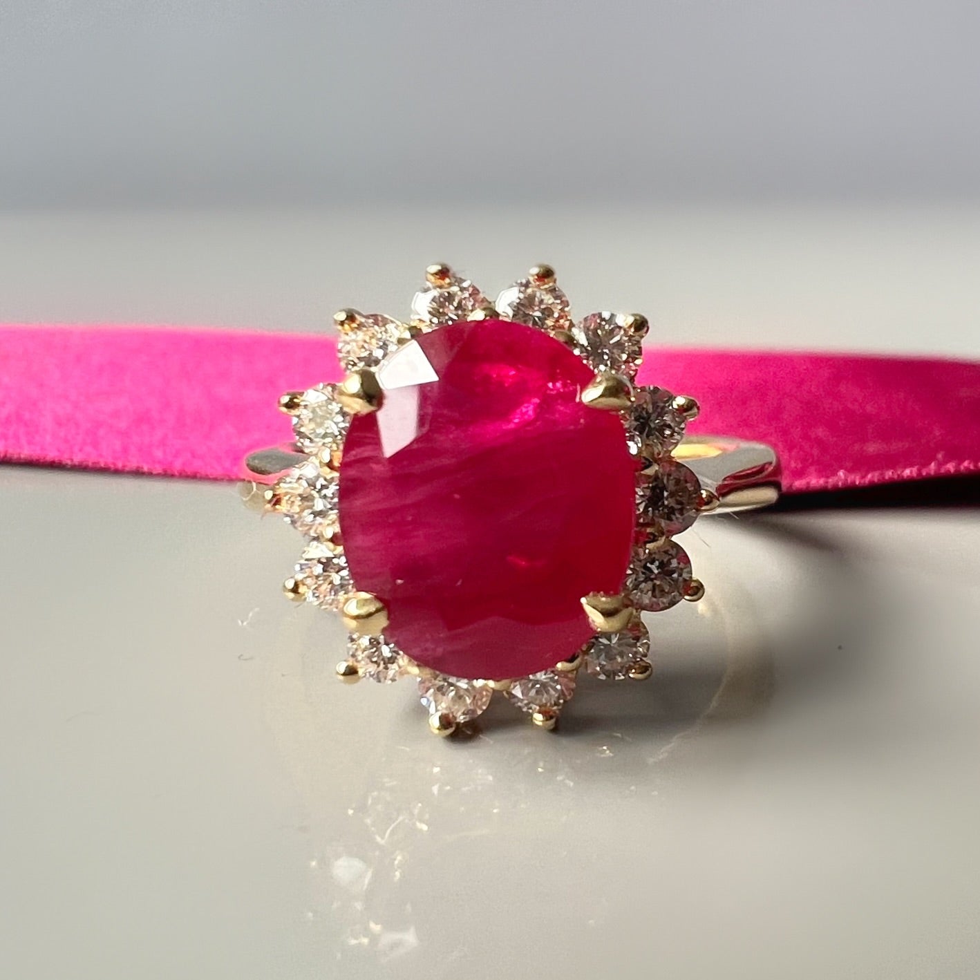 2.30ct Ruby and Diamond Cluster Ring