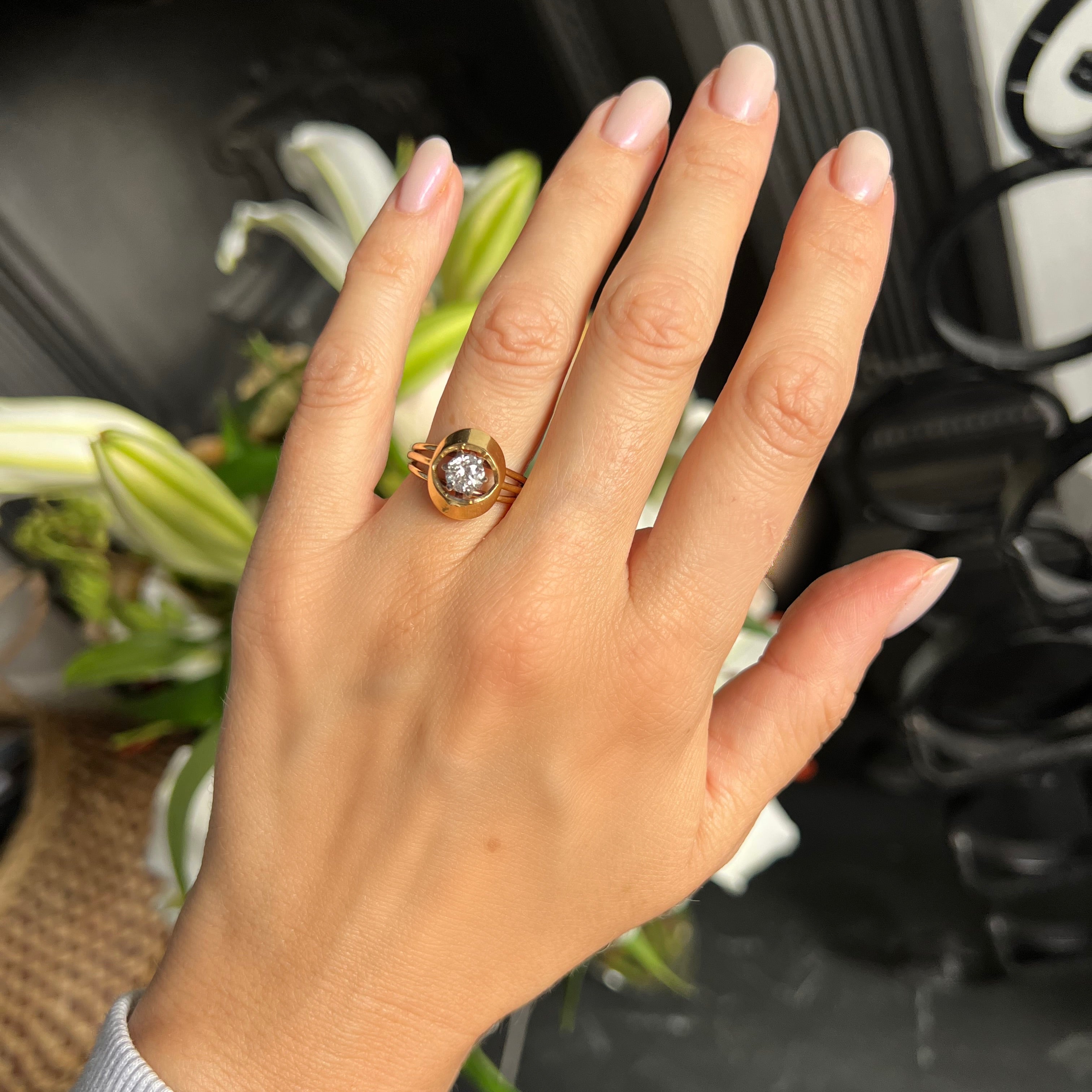 Vintage 0.60ct Diamond Ring with Gold Surround