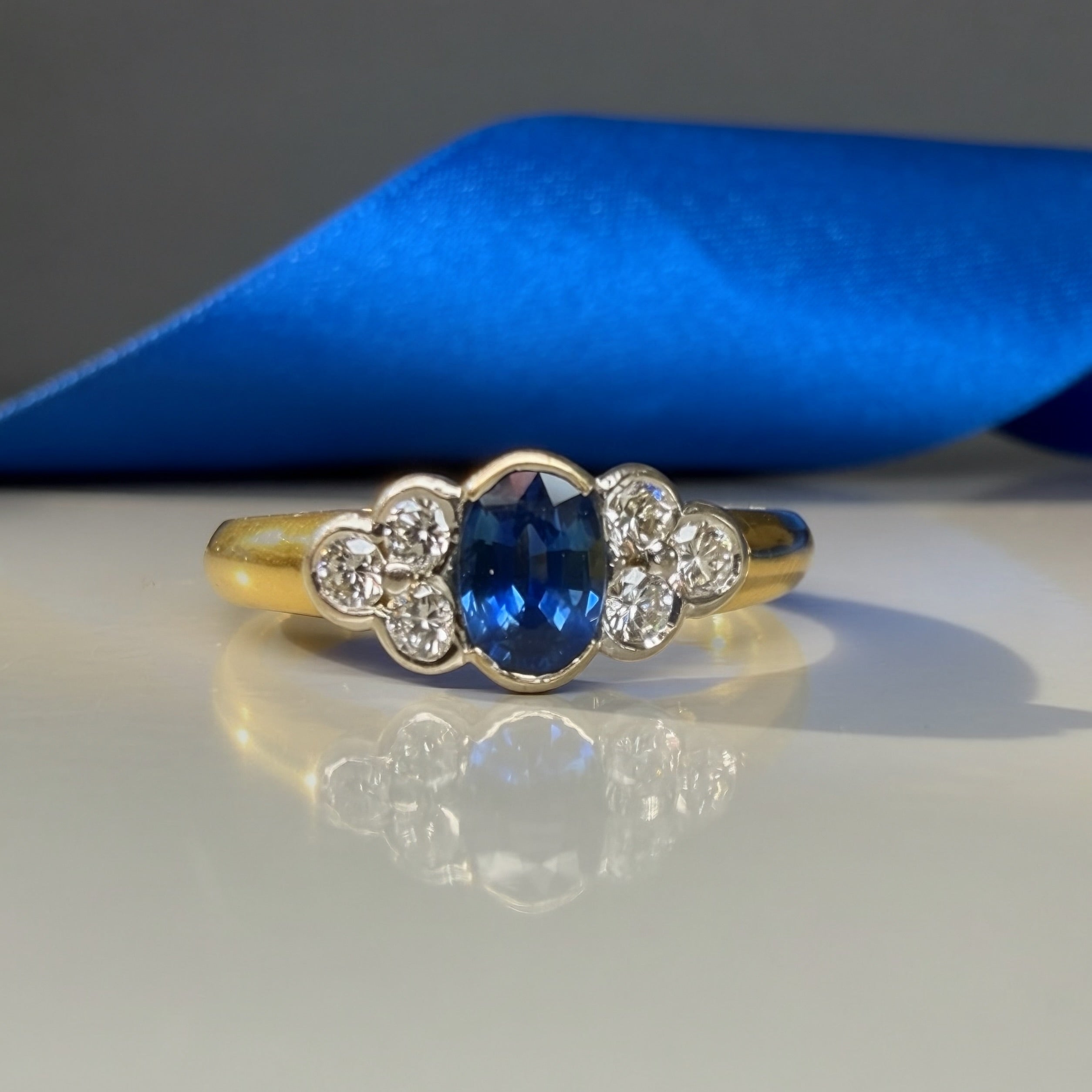 Vintage Sapphire and Diamond Trefoil Ring