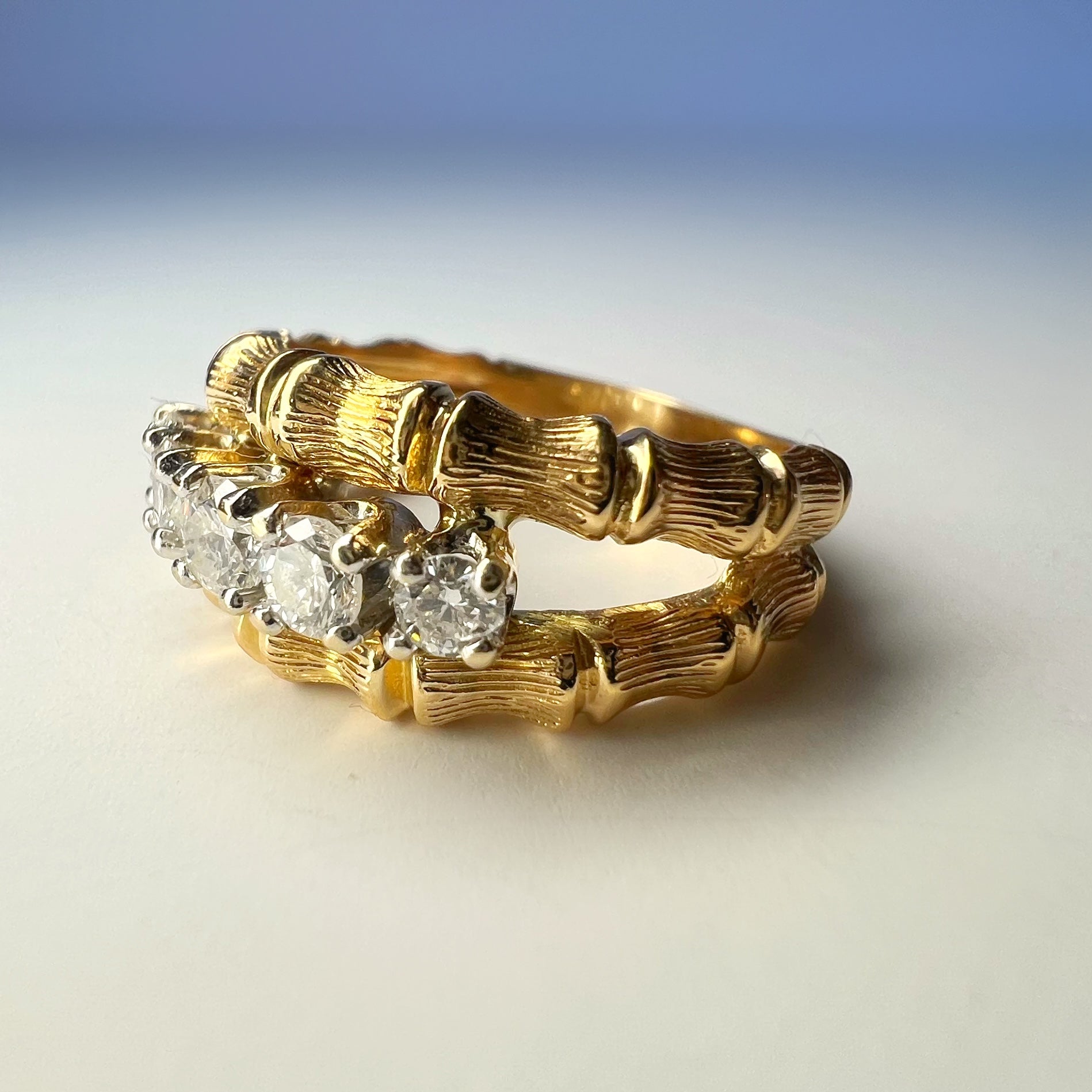 Vintage Diamond Bamboo Style Ring