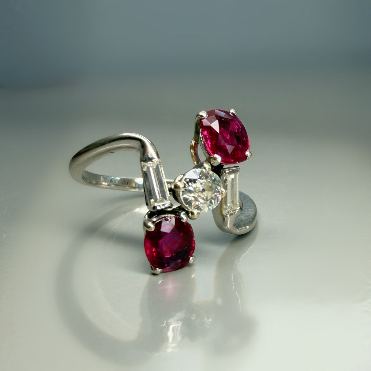Vintage 1.00ct Ruby and Diamond Fancy Dress Ring