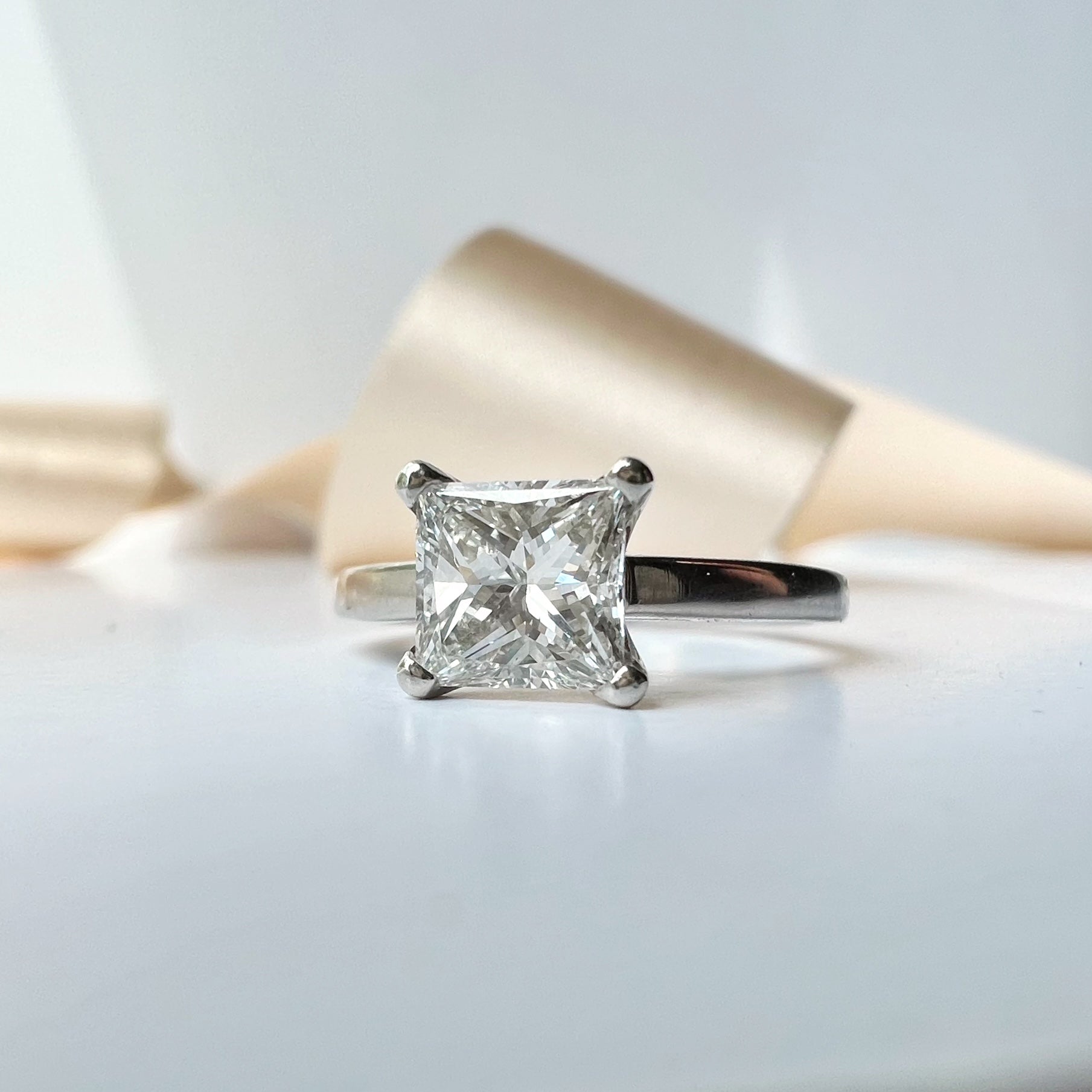 GIA Certified 1.03ct Princess Cut Diamond and Platinum Ring