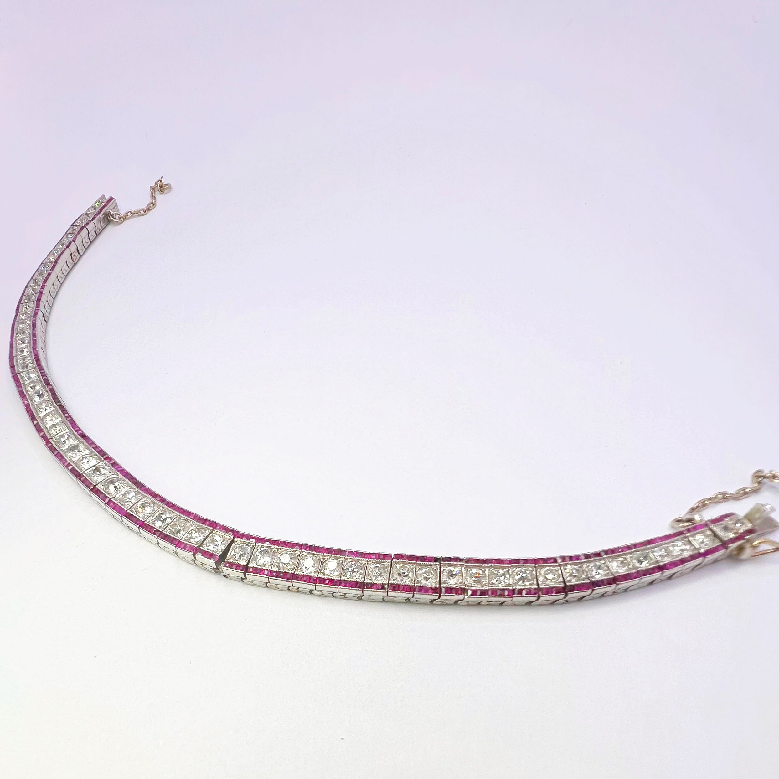 Antique Diamond and Ruby Tennis Bracelet