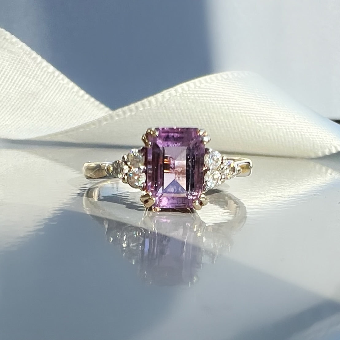 Pretty Amethyst and Diamond Ring