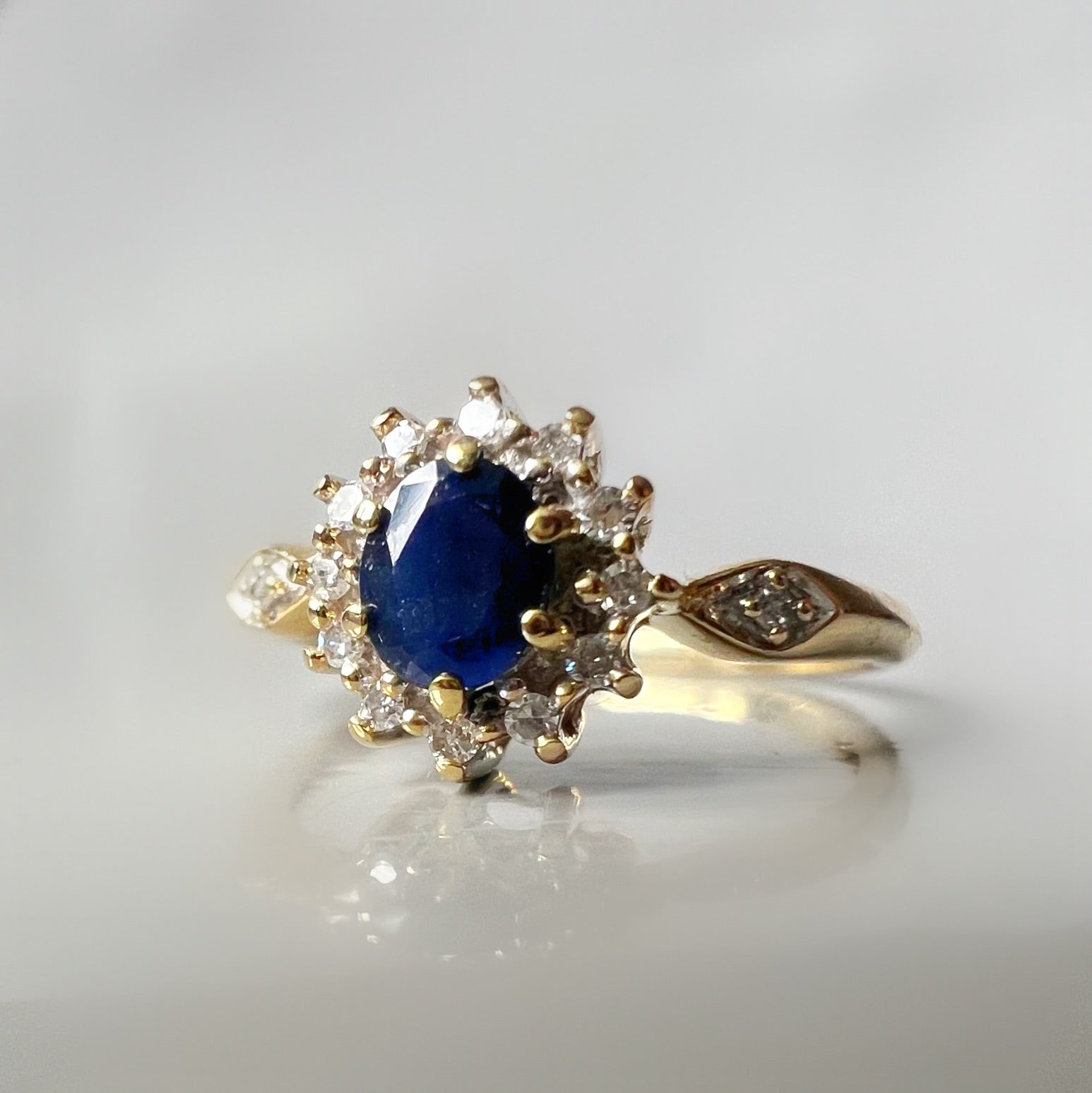 Vintage Sapphire and Diamond Cluster Ring