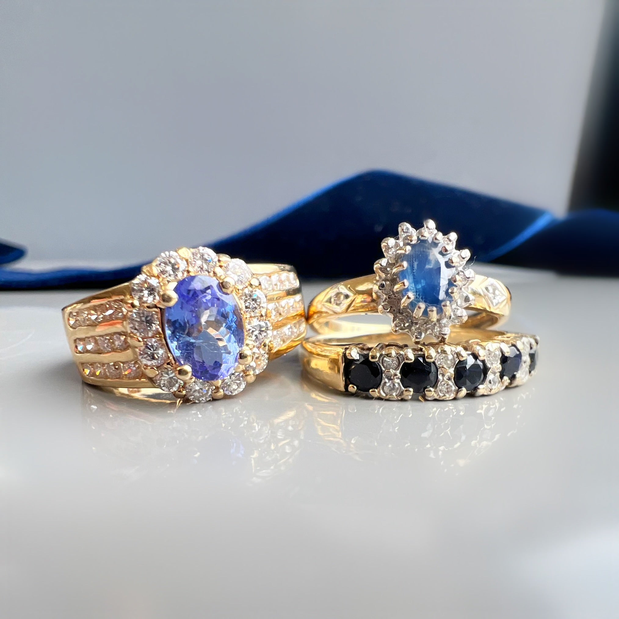 Vintage Sapphire and Diamond Eternity Band