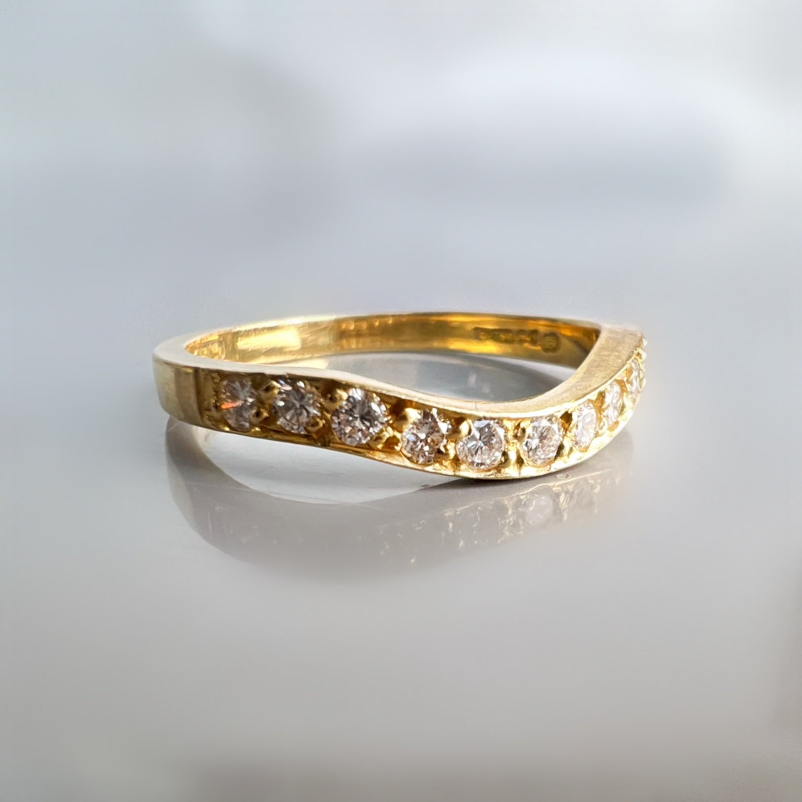 0.22ct 18ct Gold Half Eternity Band with Contoured Shape